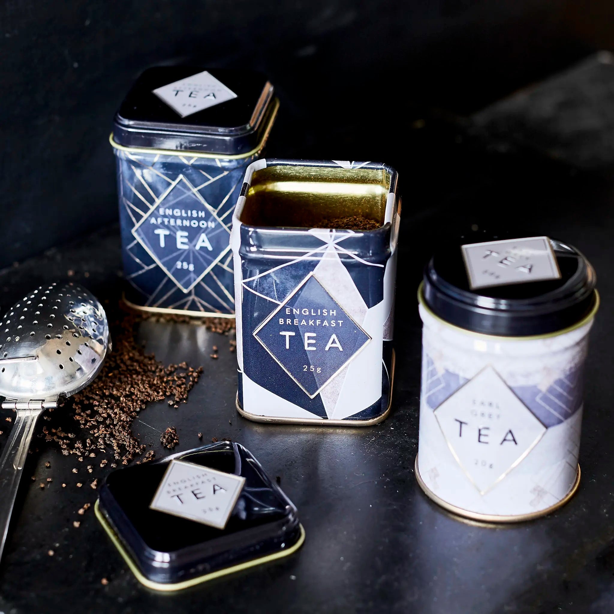 Art Deco Gift Set of 3 Mini Tea Tins Gift Packs New English Teas 
