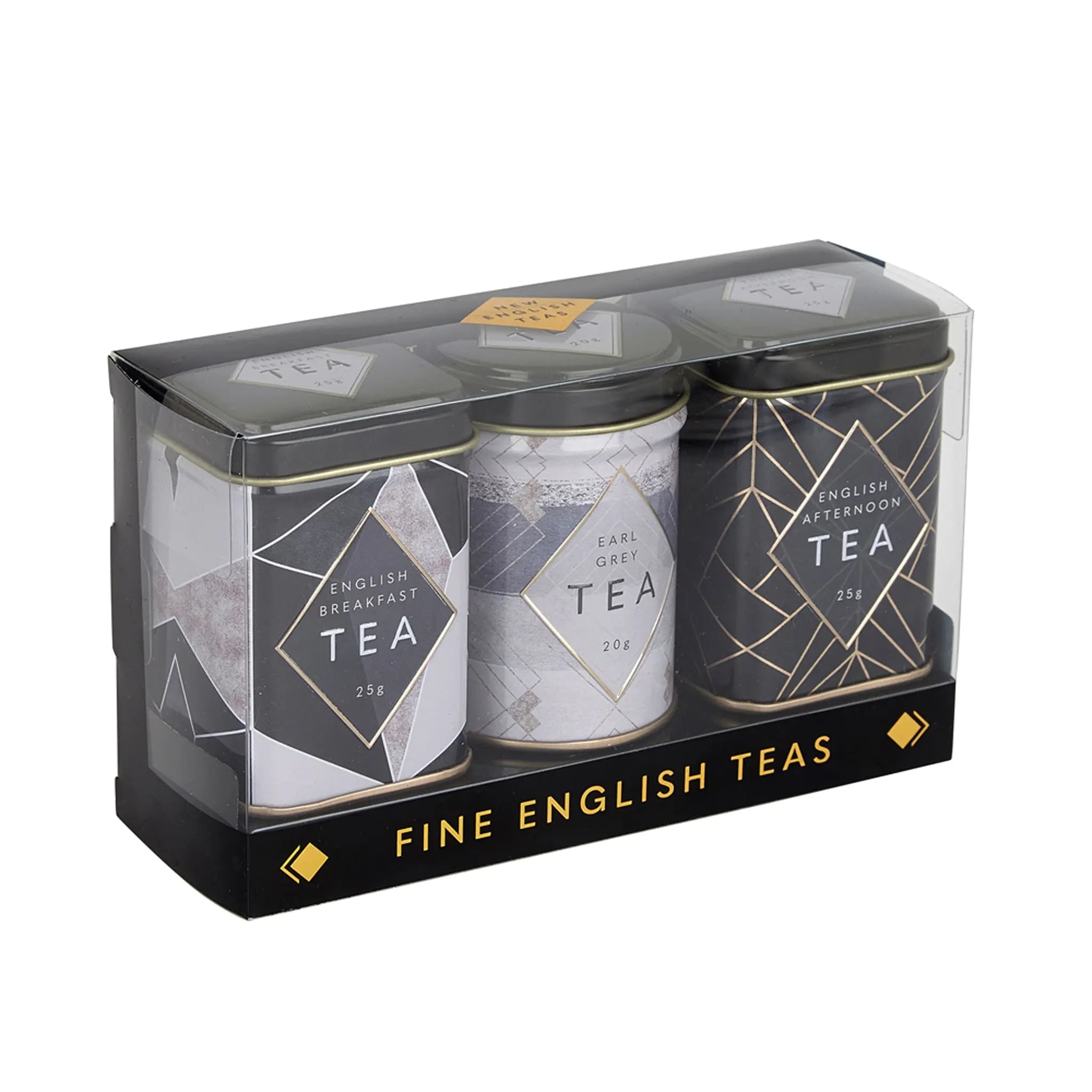Art Deco Gift Set of 3 Mini Tea Tins Gift Packs New English Teas 