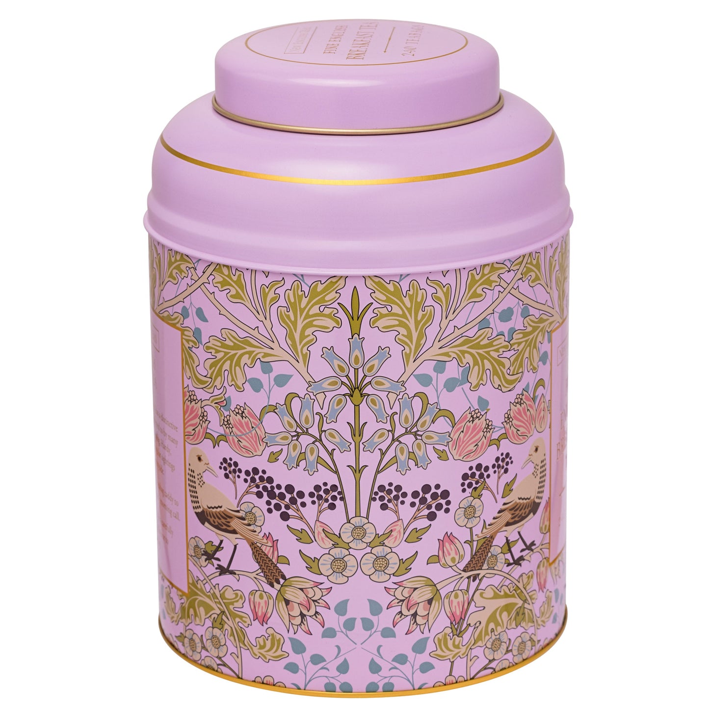 Pink Song Thrush & Berries Tea Caddy With 240 English Breakfast Teabags Tea Tins New English Teas 