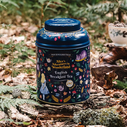 Midnight Alice In Wonderland Tea Caddy With 240 English Breakfast Teabags Tea Tins New English Teas 