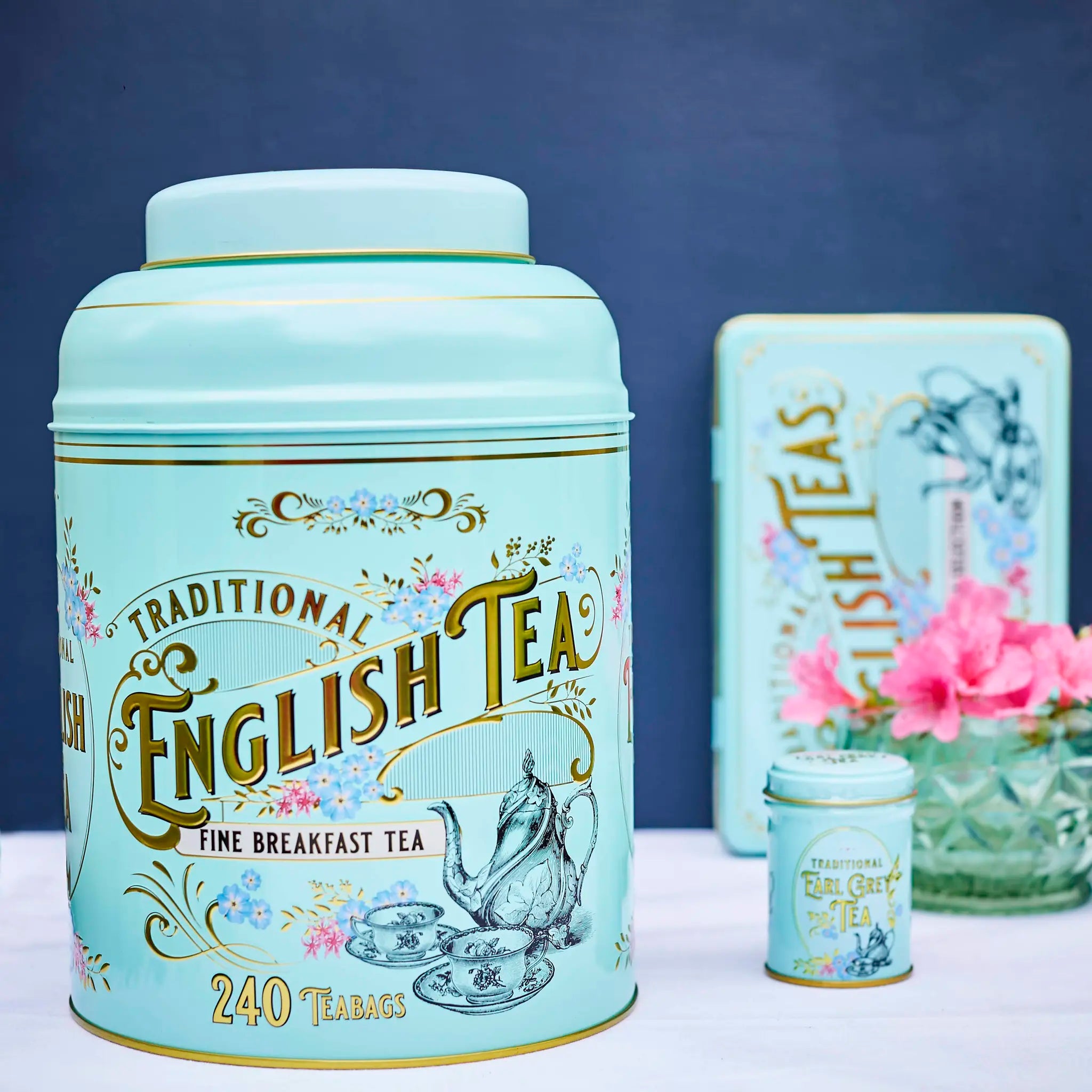Vintage Victorian Deluxe Tea Caddy - Mint Green Tea Tins New English Teas 