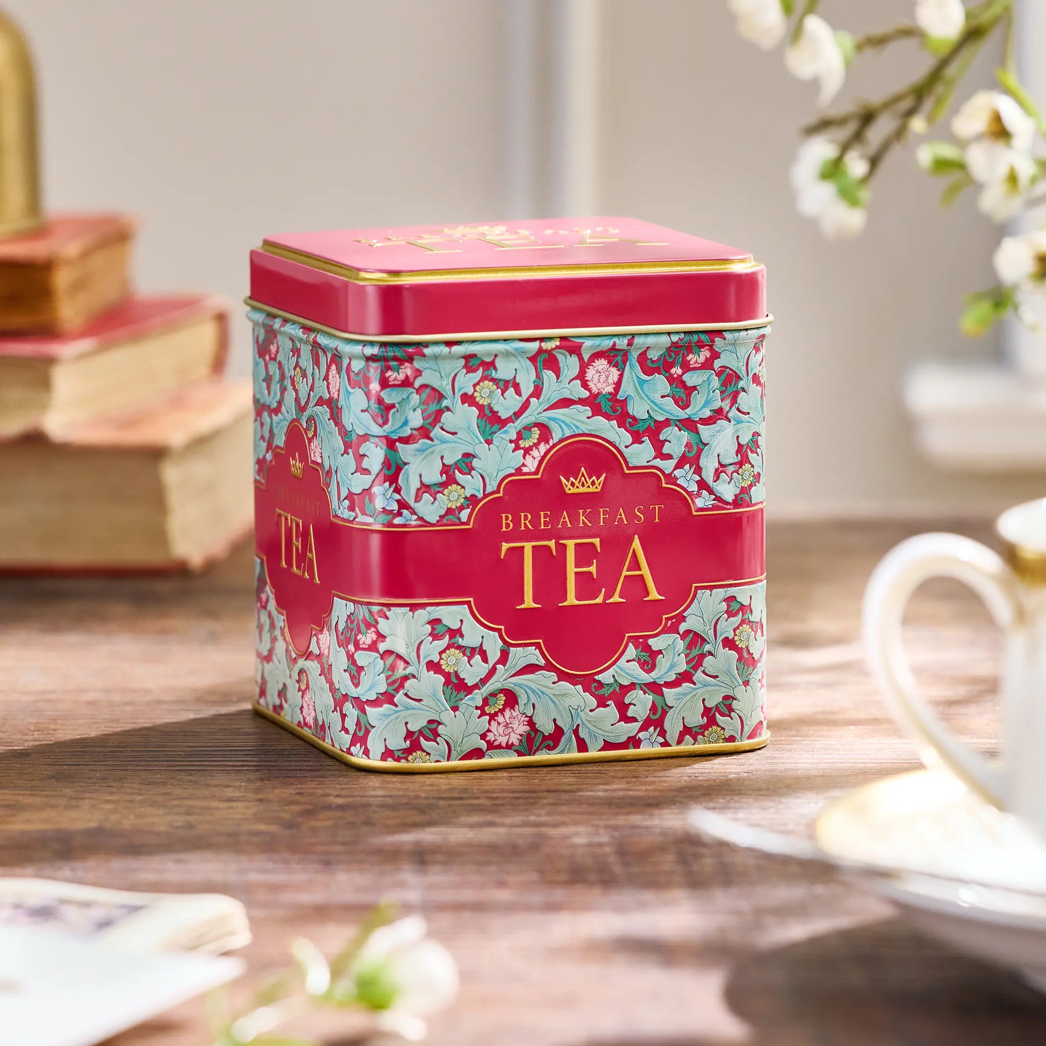 Pink Leaves - Tapestry Square Tea Tin – New English Teas