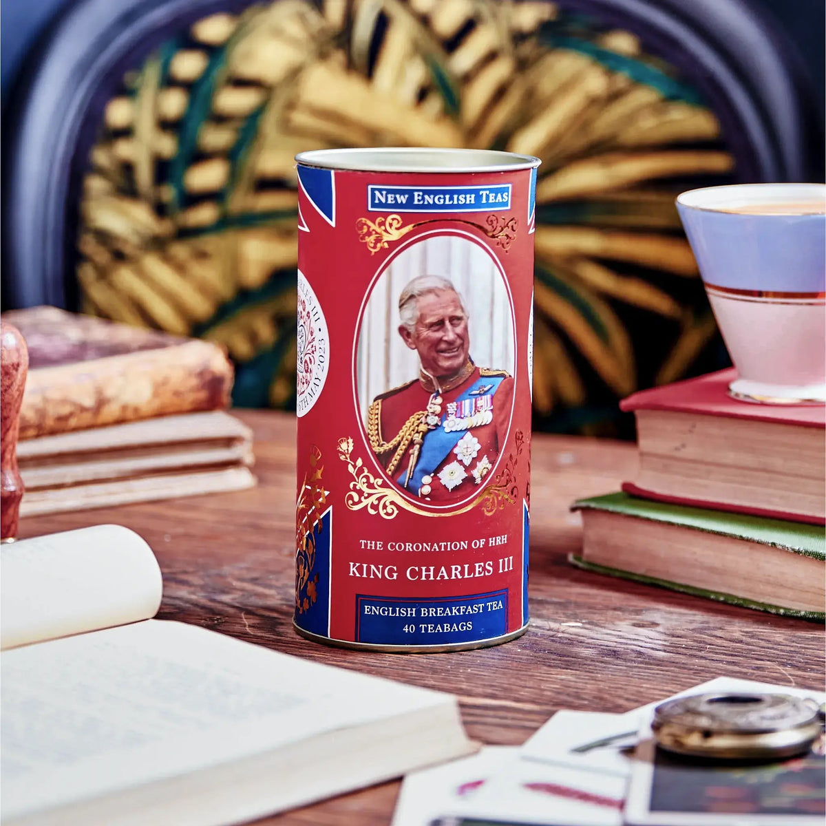 Chuck Tea King Charles III Coronation - 40 Teabag Drum - New English Teas