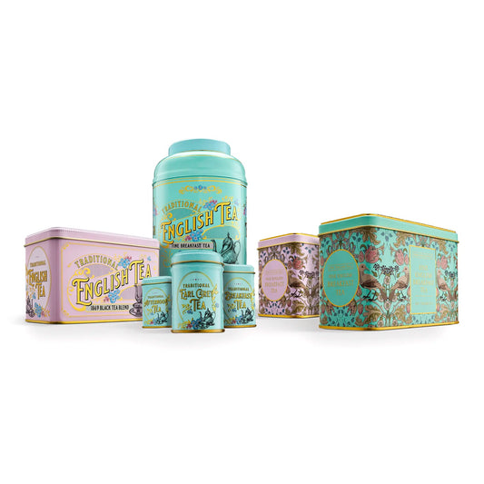 Pink & Green Tea Tin & Caddy Bundle Gift Sets New English Teas 