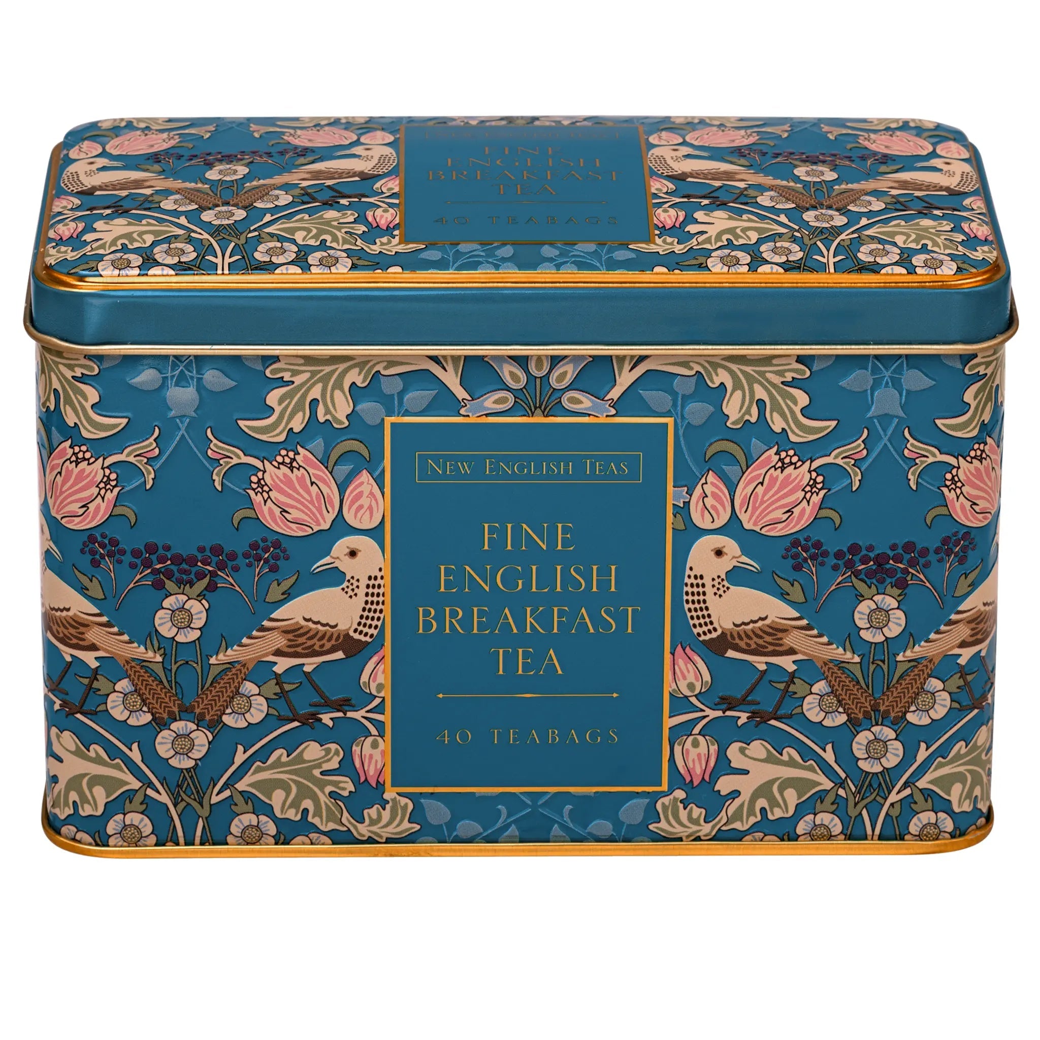 The Song Thrush Classic Tea Tin in Teal Tea Tins New English Teas 