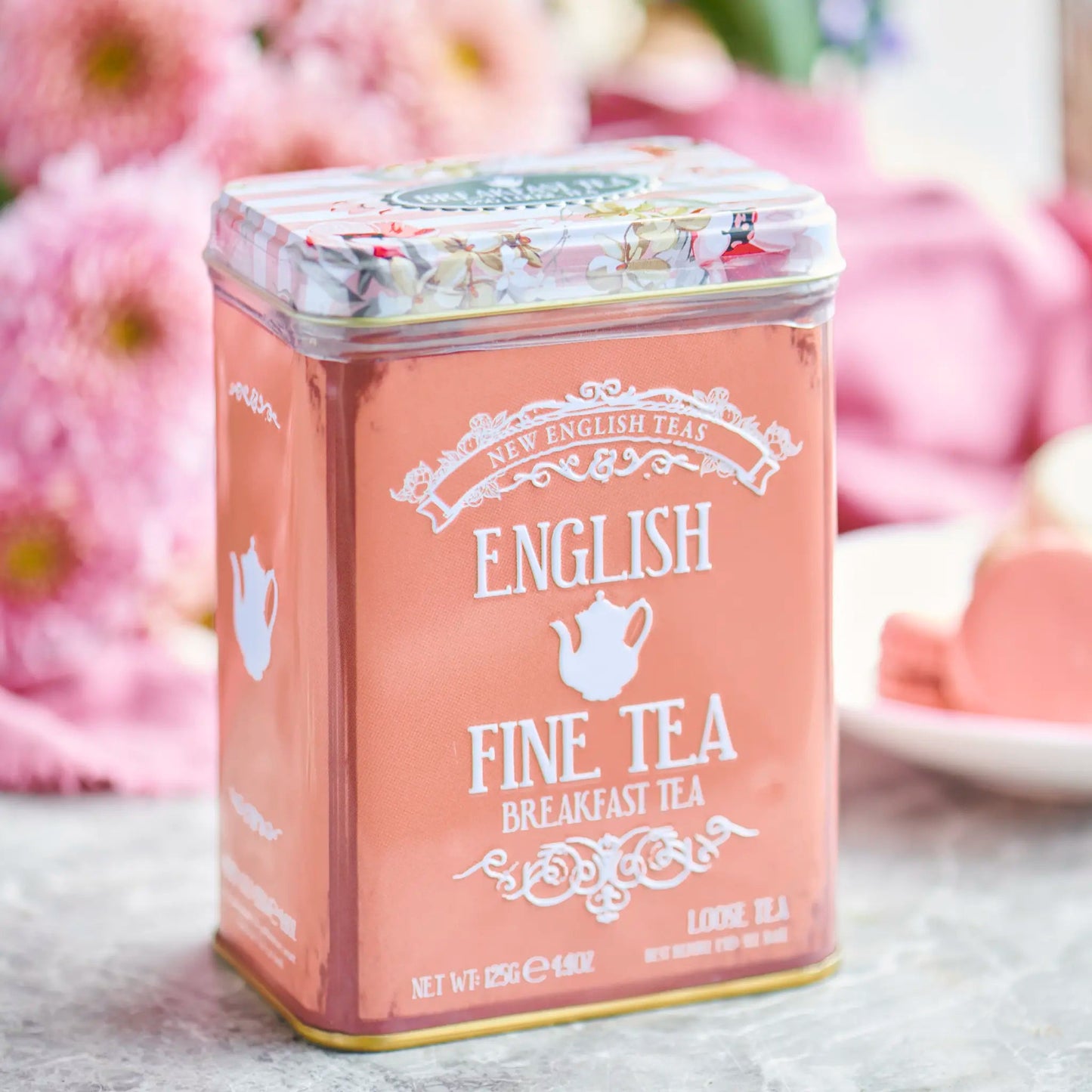 Floral Tea Tin With Loose-Leaf Breakfast Tea Tea Tins New English Teas 