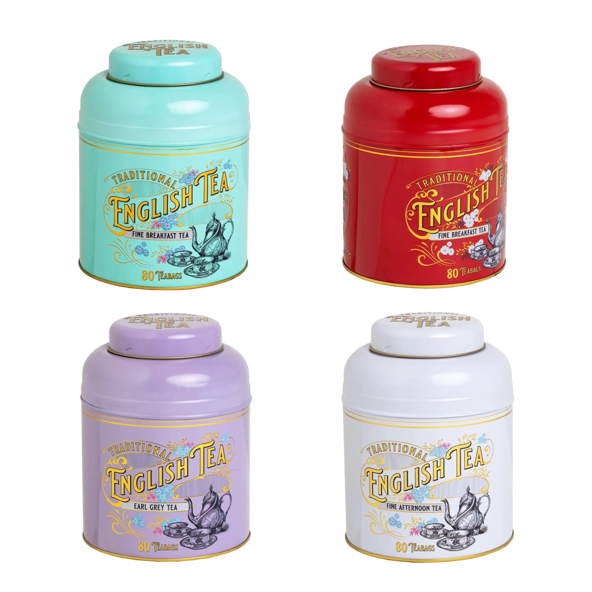 Vintage Victorian 4-Piece Tea Caddy Bundle Gift Sets New English Teas 
