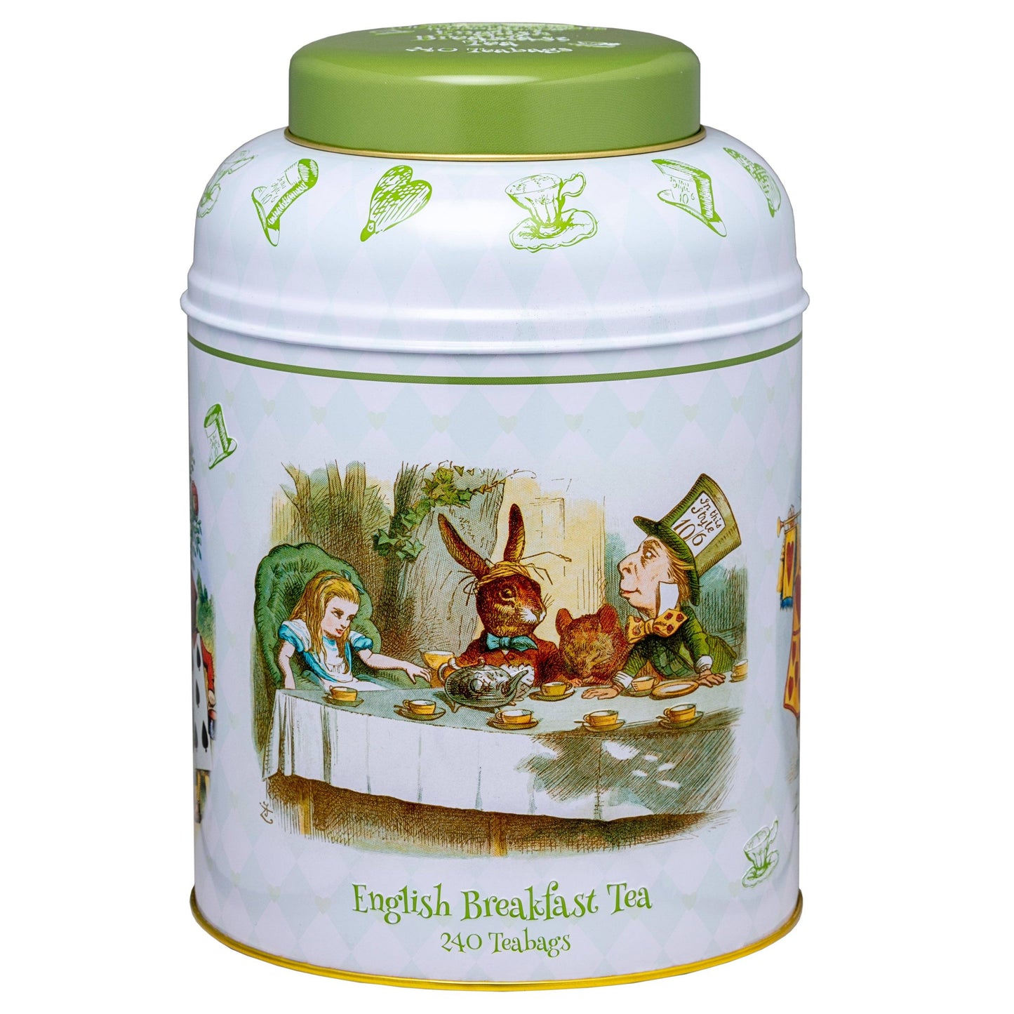 Alice in Wonderland Caddy with 240 English Breakfast Teabags Black Tea New English Teas 