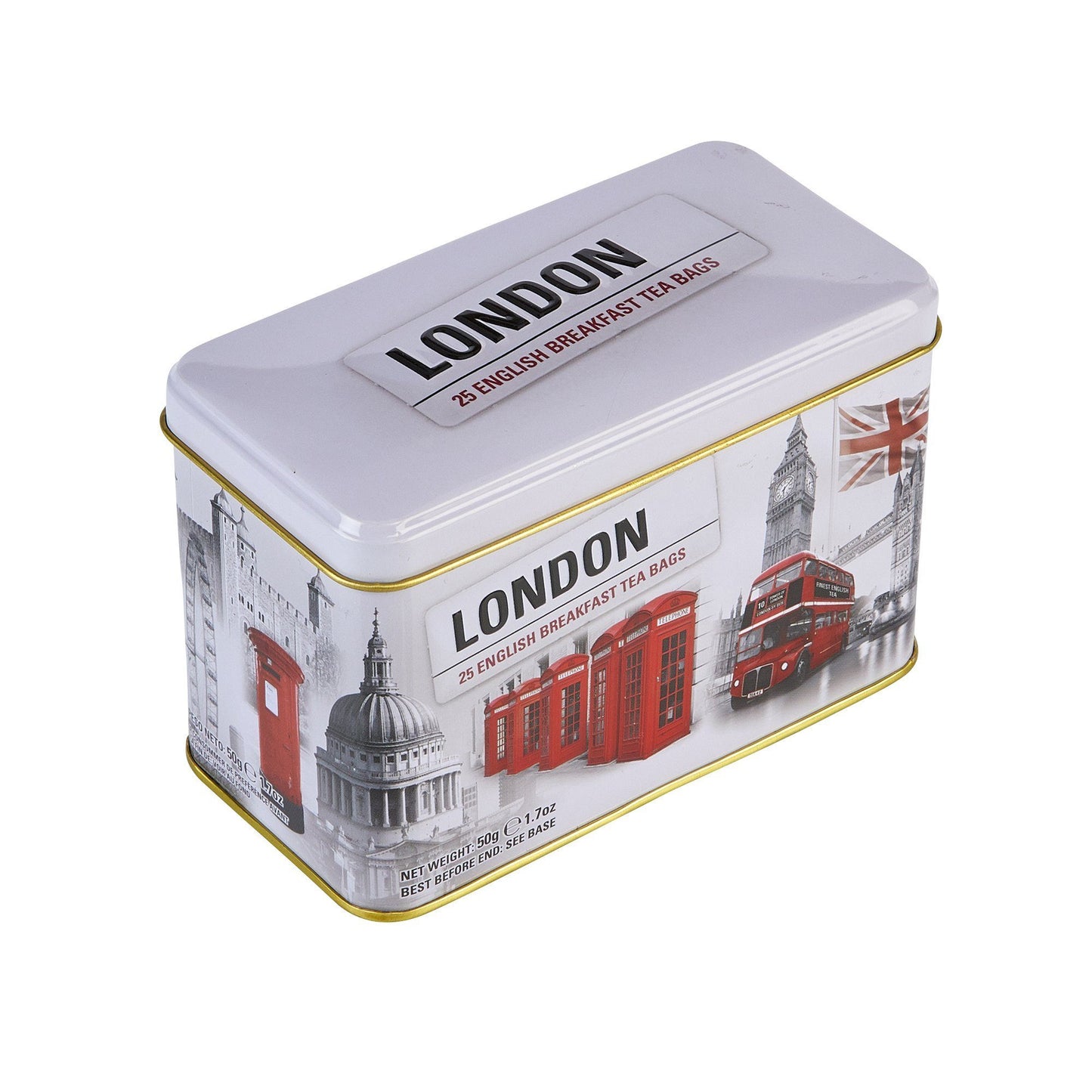 Black and White Iconic London Scenes English Breakfast Tea Tin 25 Teabags Black Tea New English Teas 
