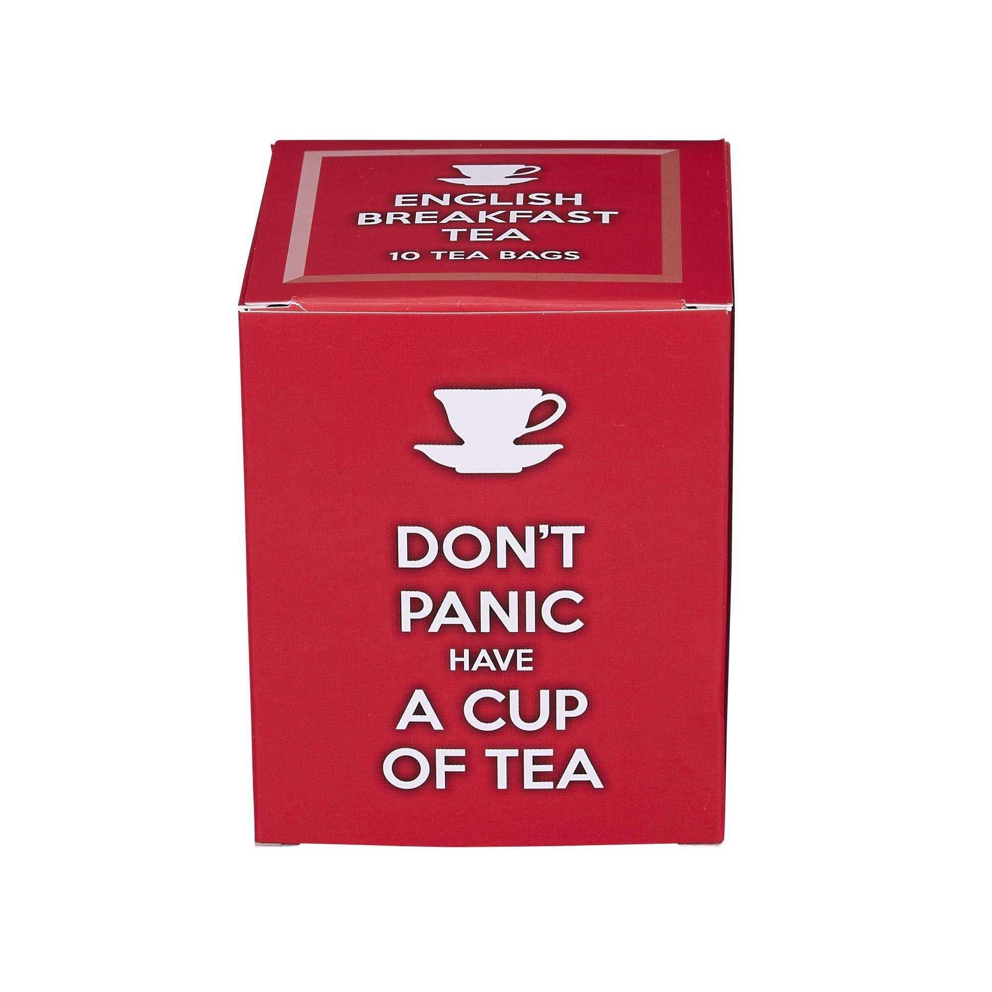 Don't Panic Have A Cup Of Tea, 10 individually wrapped English Breakfast teabags Black Tea New English Teas 