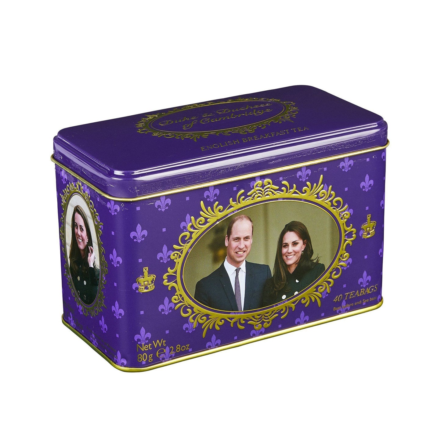 Duke and Duchess of Cambridge English Breakfast Tea Tin 40 Teabags Black Tea New English Teas 