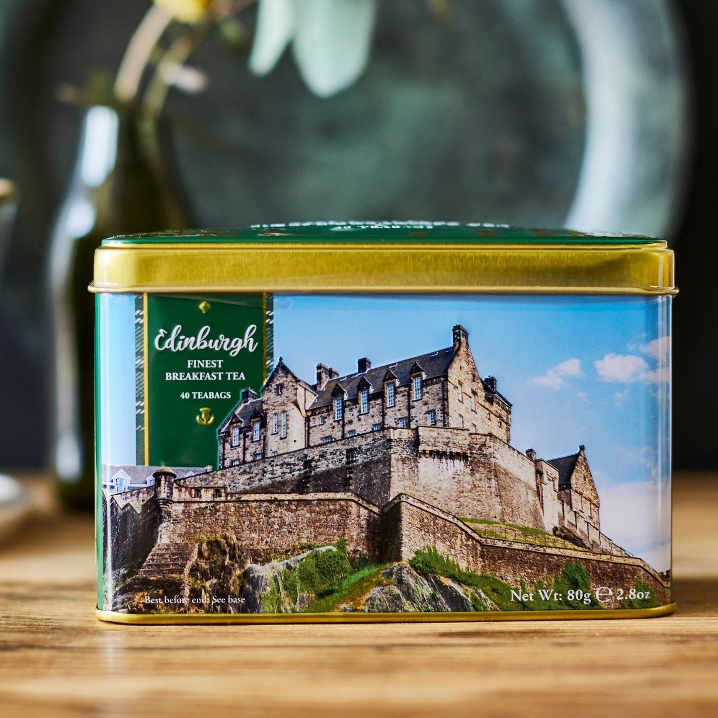 Edinburgh Castle Tea Tin with 40 English Breakfast teabags Black Tea New English Teas 