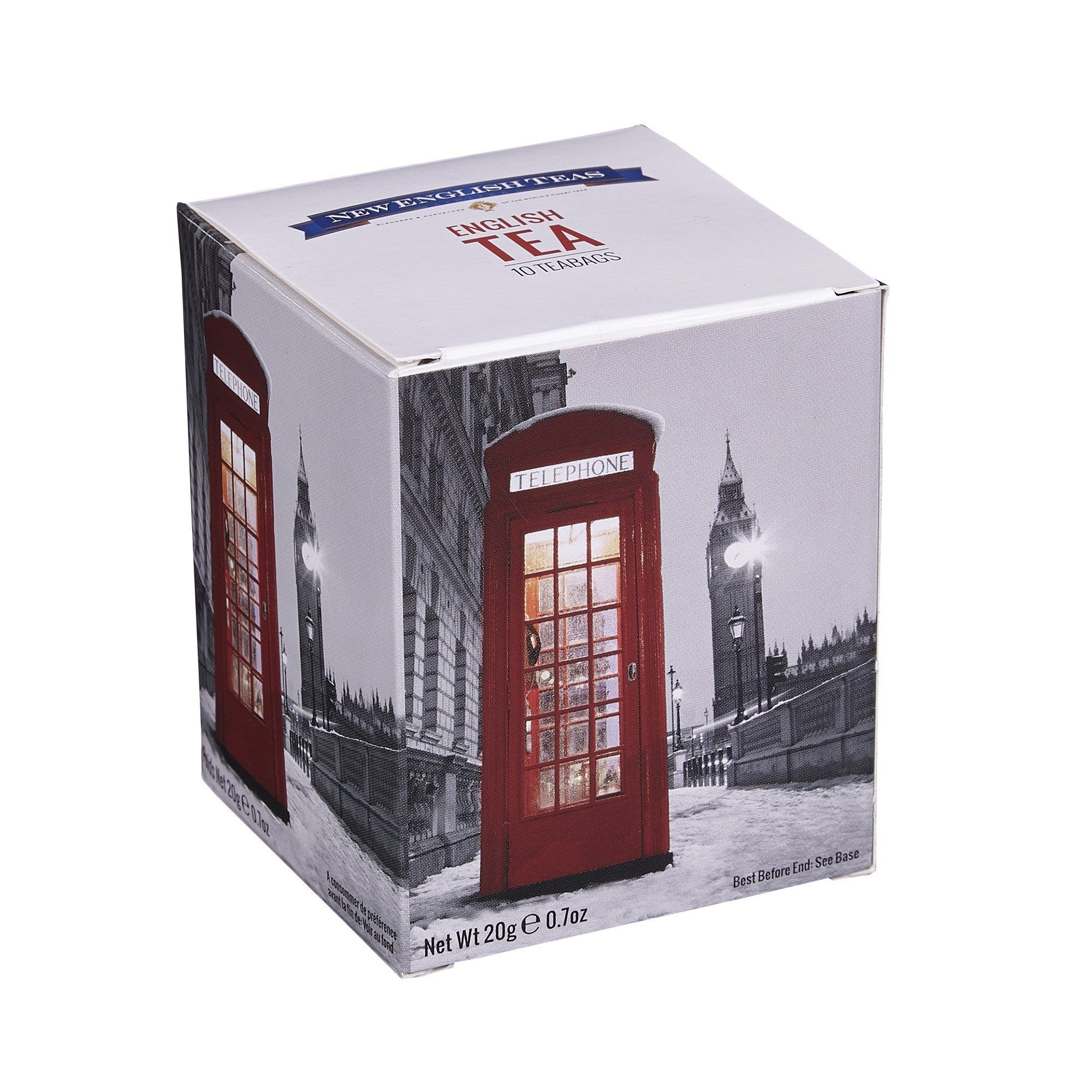 English Telephone Box Snow Scene Breakfast Tea 10 Teabag Carton Black Tea New English Teas 