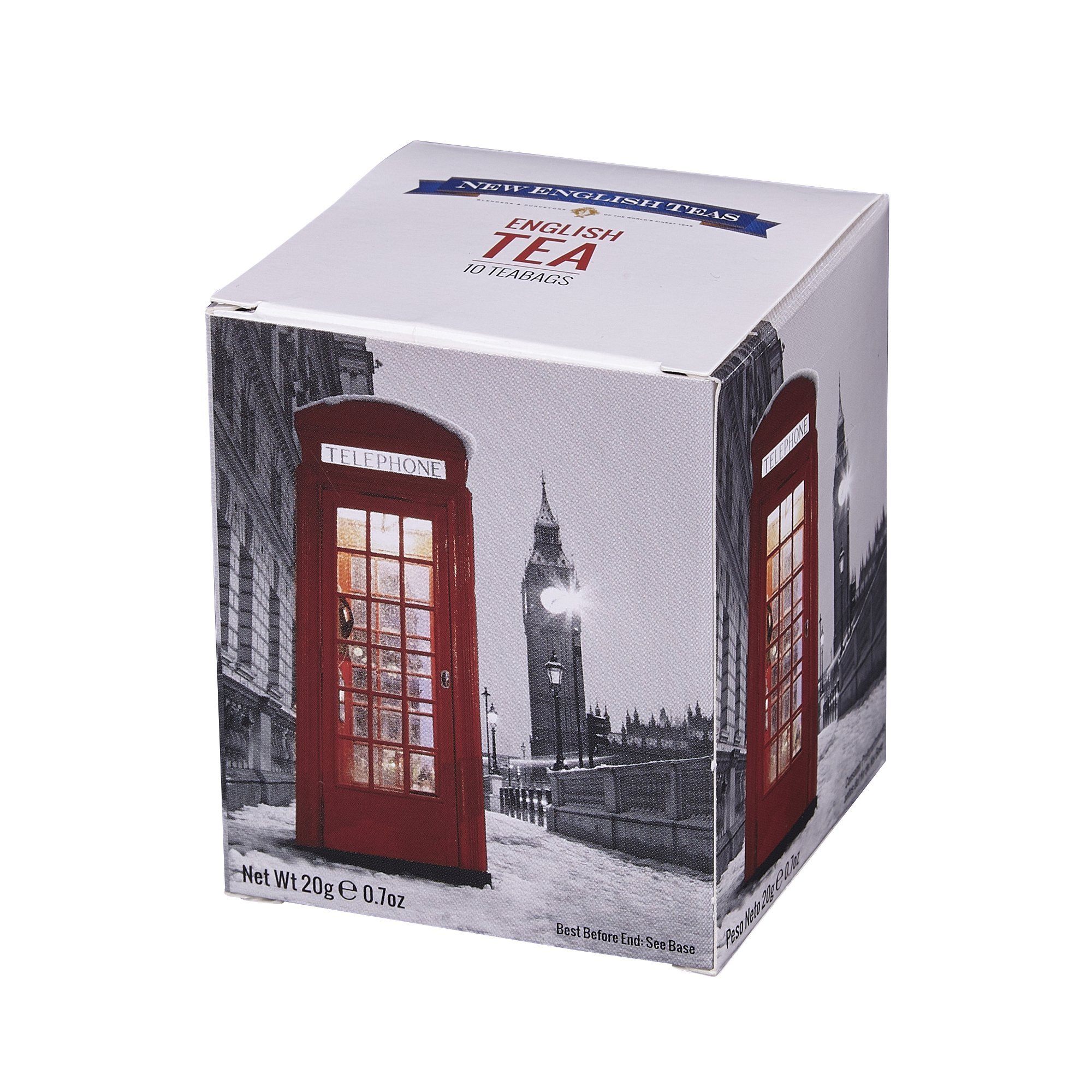 English Telephone Box Snow Scene Breakfast Tea 10 Teabag Carton Black Tea New English Teas 