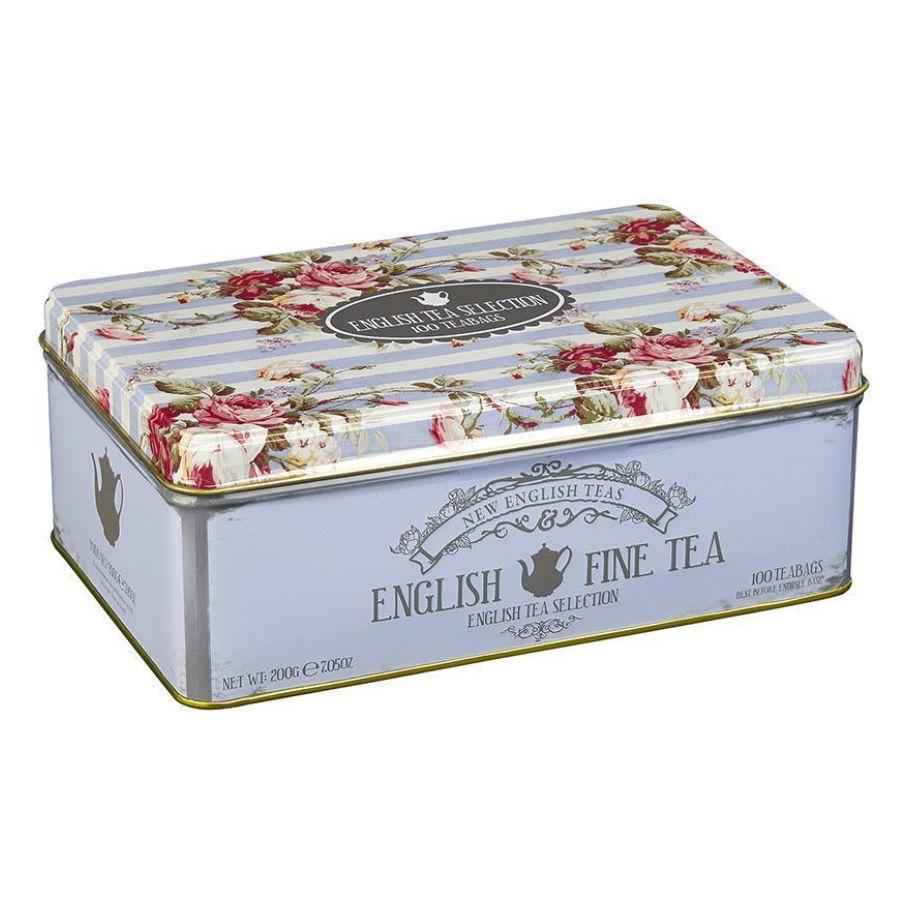 Floral Tea Tin with 100 teabag selection Black Tea New English Teas 