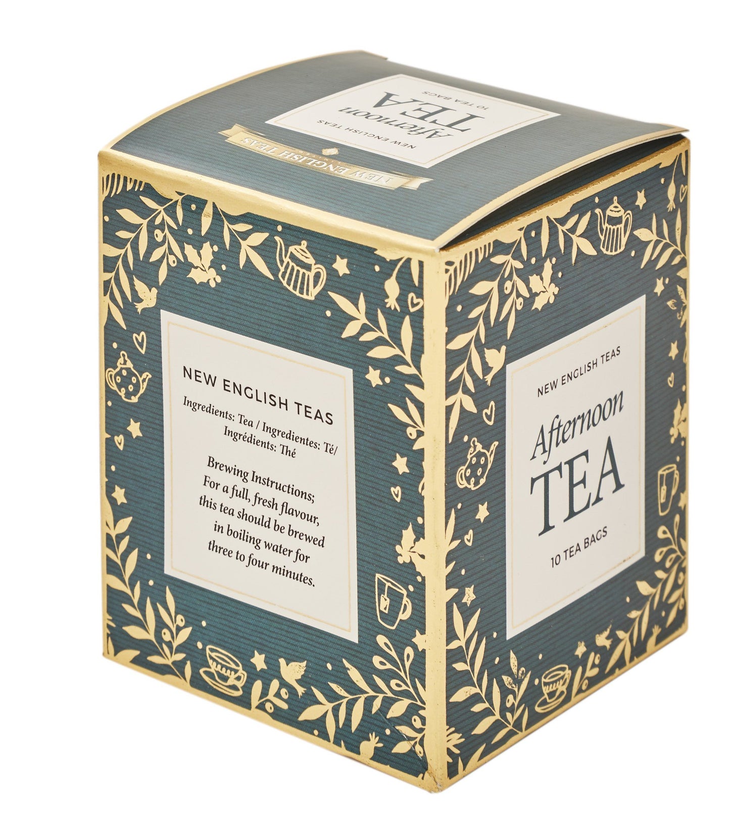 Green Christmas Teabag Box with 10 Afternoon Tea Teabags Black Tea New English Teas 