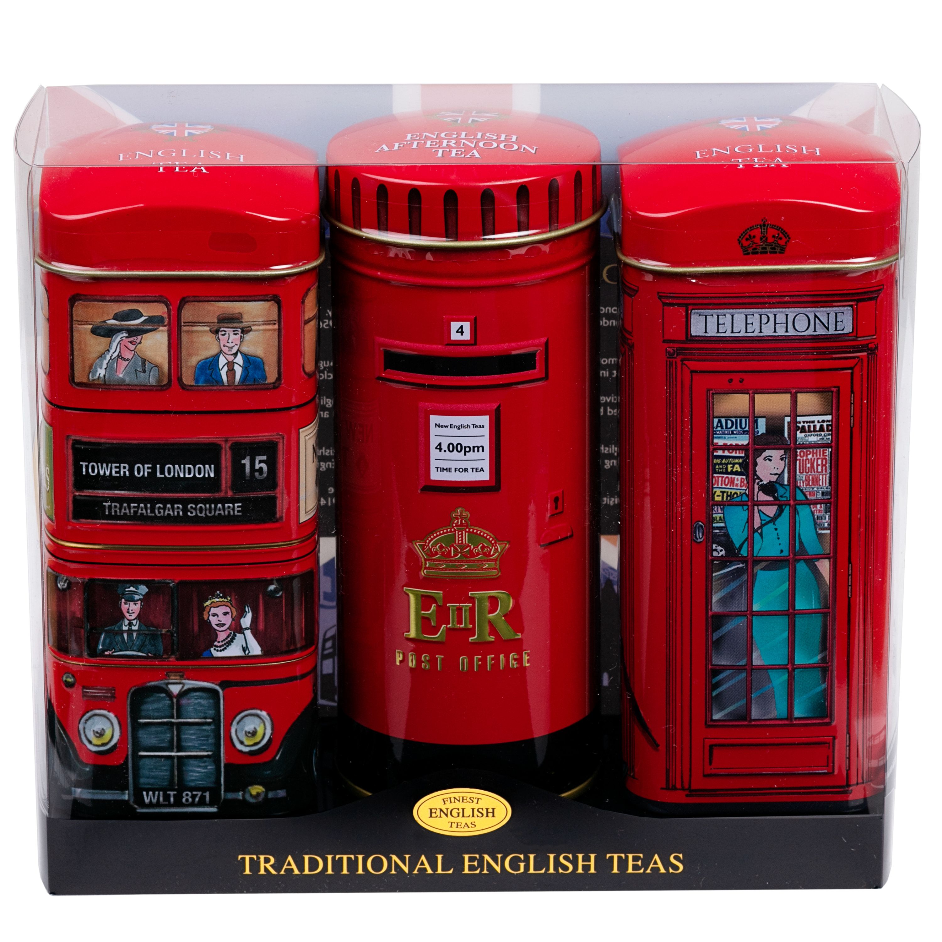 Heritage Tea Selection Triple Tea Tins of 14 Gift Pack Post Box Black Tea New English Teas 