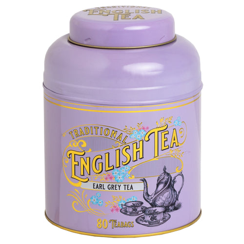 Lavender Vintage Victorian Tea Caddy with 80 Earl Grey Teabags Black Tea New English Teas 