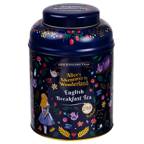 Midnight Alice In Wonderland Tea Caddy With 240 English Breakfast Teabags Tea Tins New English Teas 