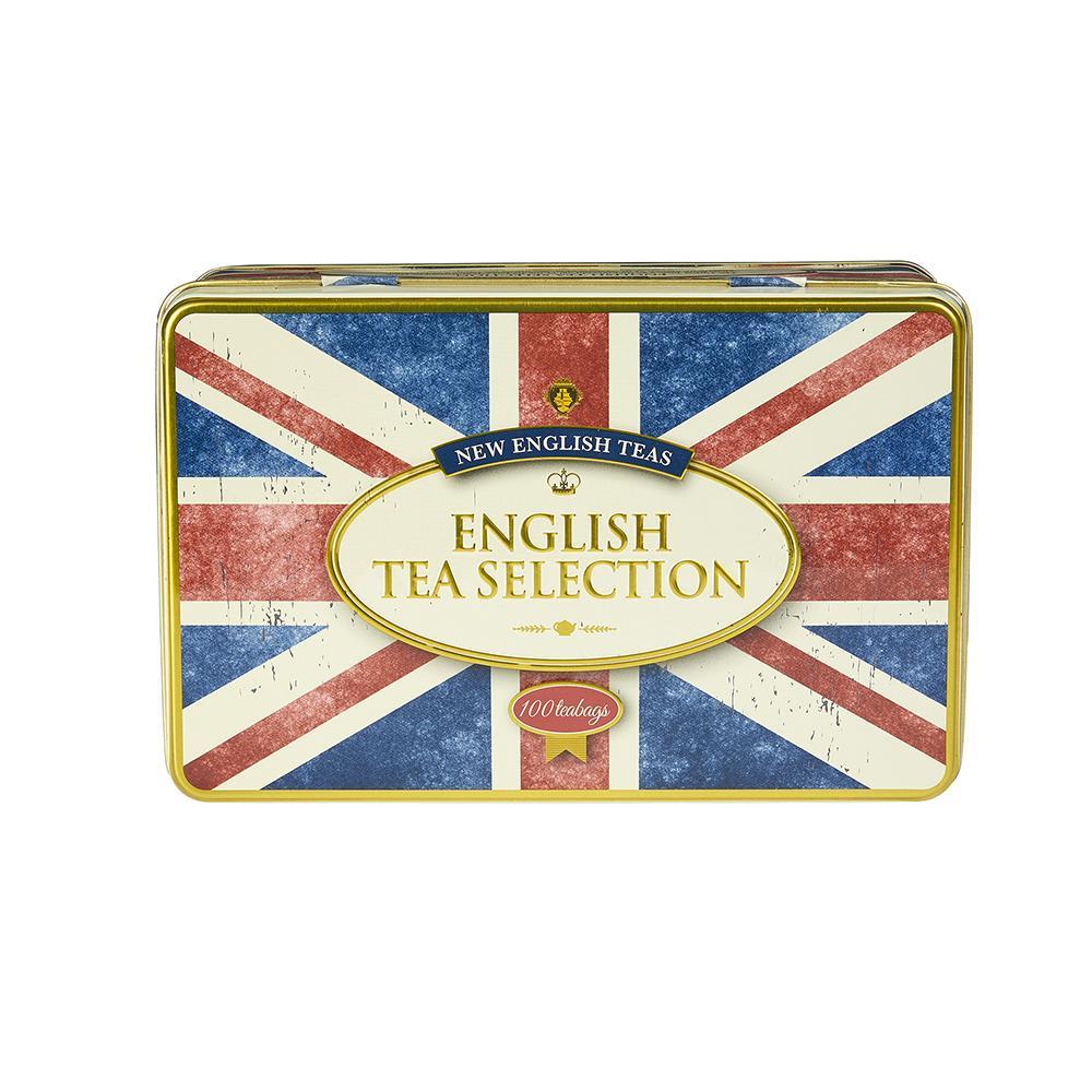 New English Teas Retro Union Jack Fine English Tea Selection Tin 100 Teabags Black Tea New English Teas 
