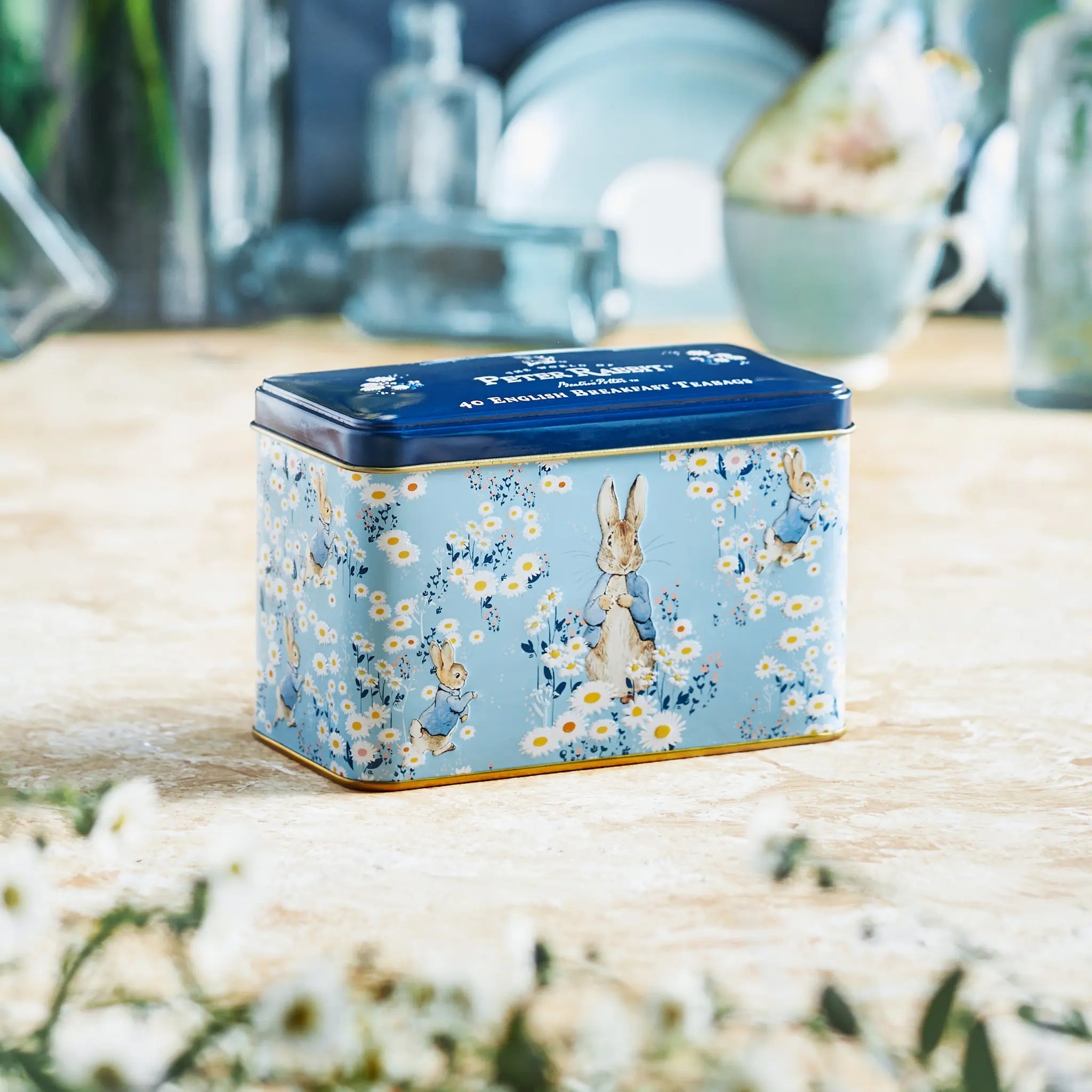 Peter Rabbit Daisies Classic Tea Tin with 40 Teabags Tea Tins New English Teas 