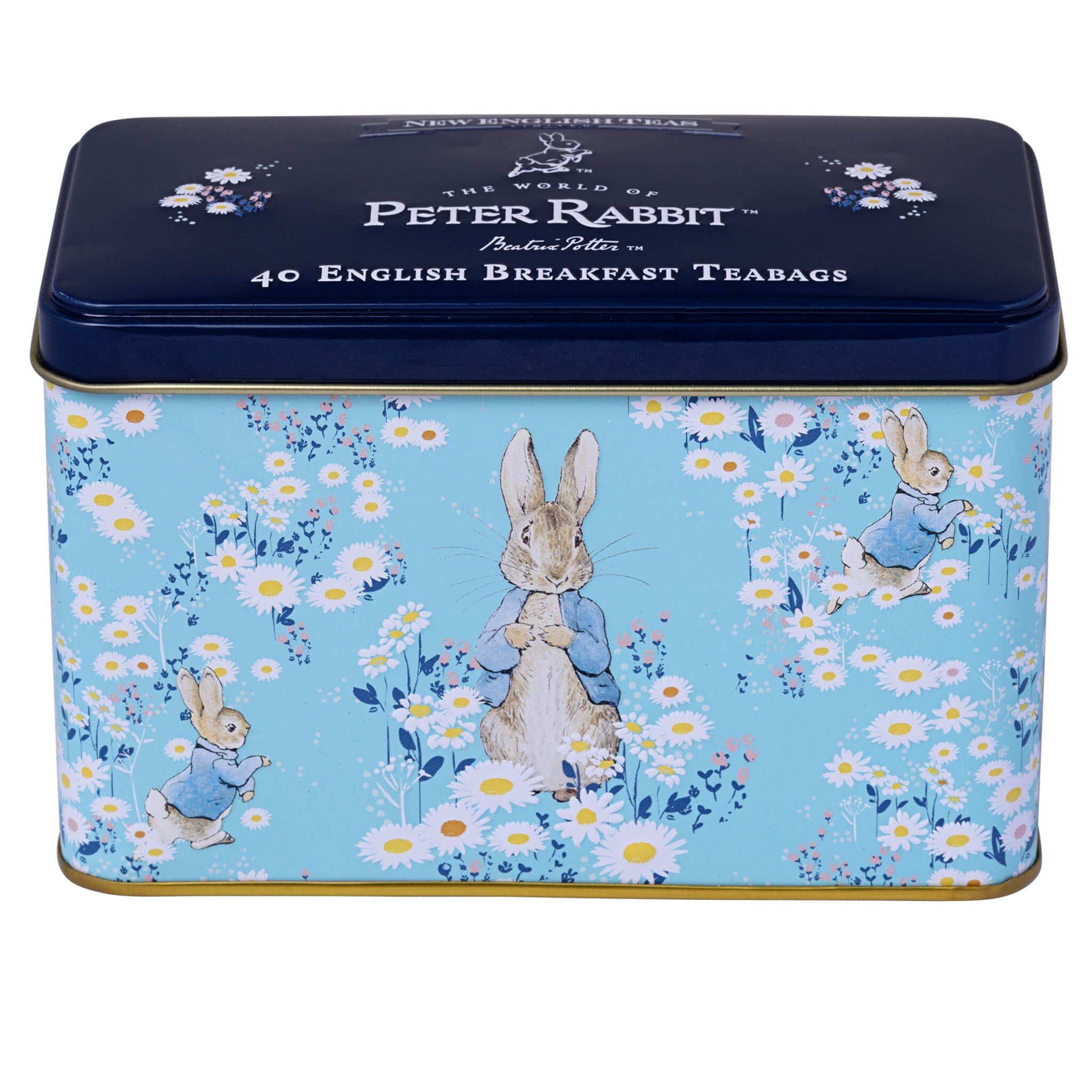 Peter Rabbit Daisies Classic Tea Tin with 40 English Breakfast Teabags Tea Tins New English Teas 