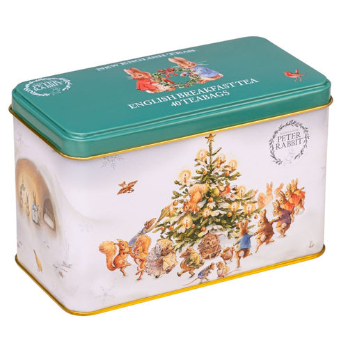Peter Rabbit & Friends at Christmas tea tin with 40 English Breakfast Black Tea New English Teas 