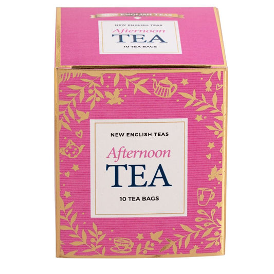 Pink Christmas Teabag Box with 10 Afternoon Tea Teabags Black Tea New English Teas 