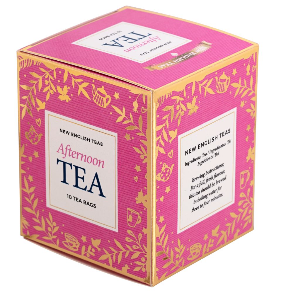 Pink Christmas Teabag Box with 10 Afternoon Tea Teabags Black Tea New English Teas 
