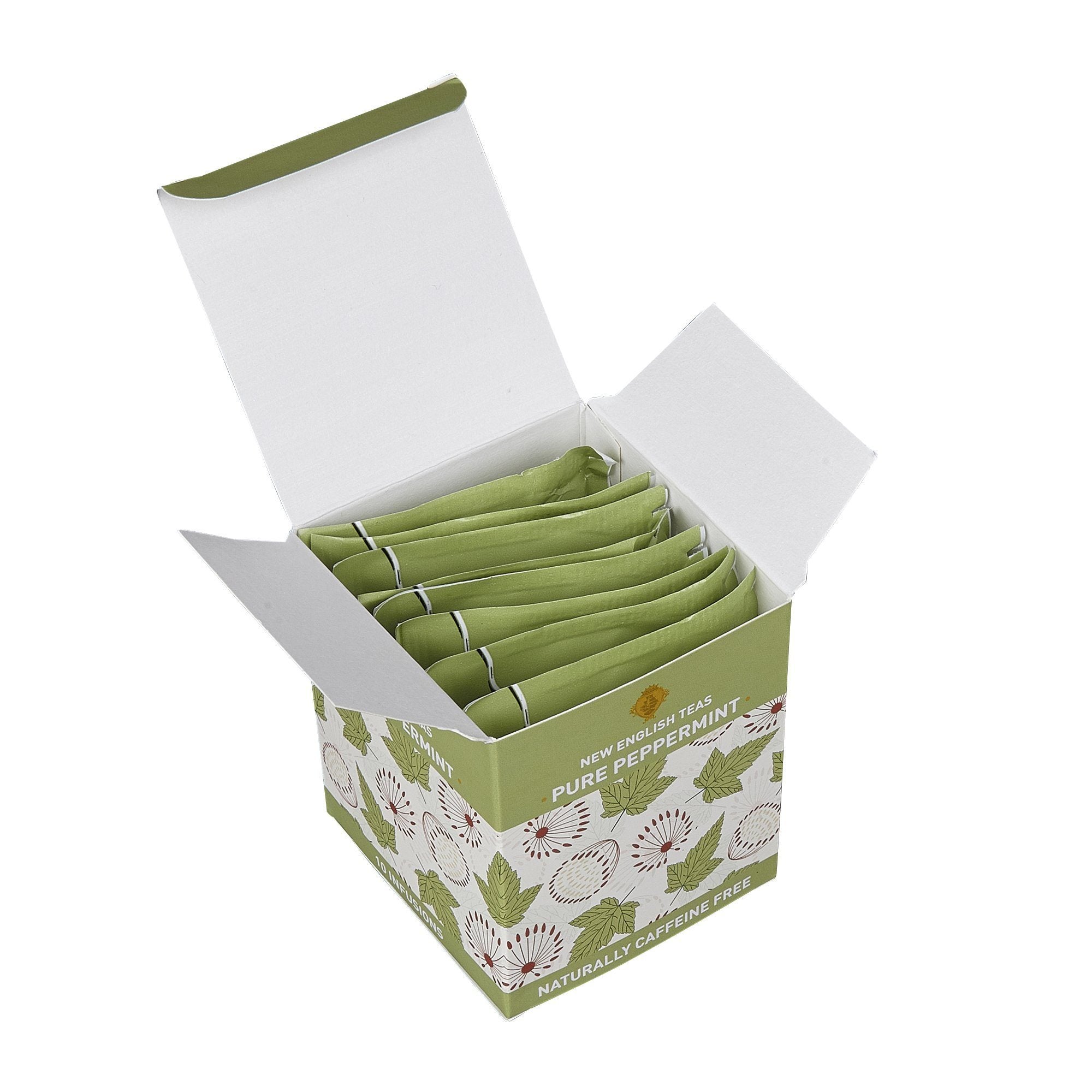 Pure Peppermint Tea 10 Individually Wrapped Teabags Herbal Tea New English Teas 