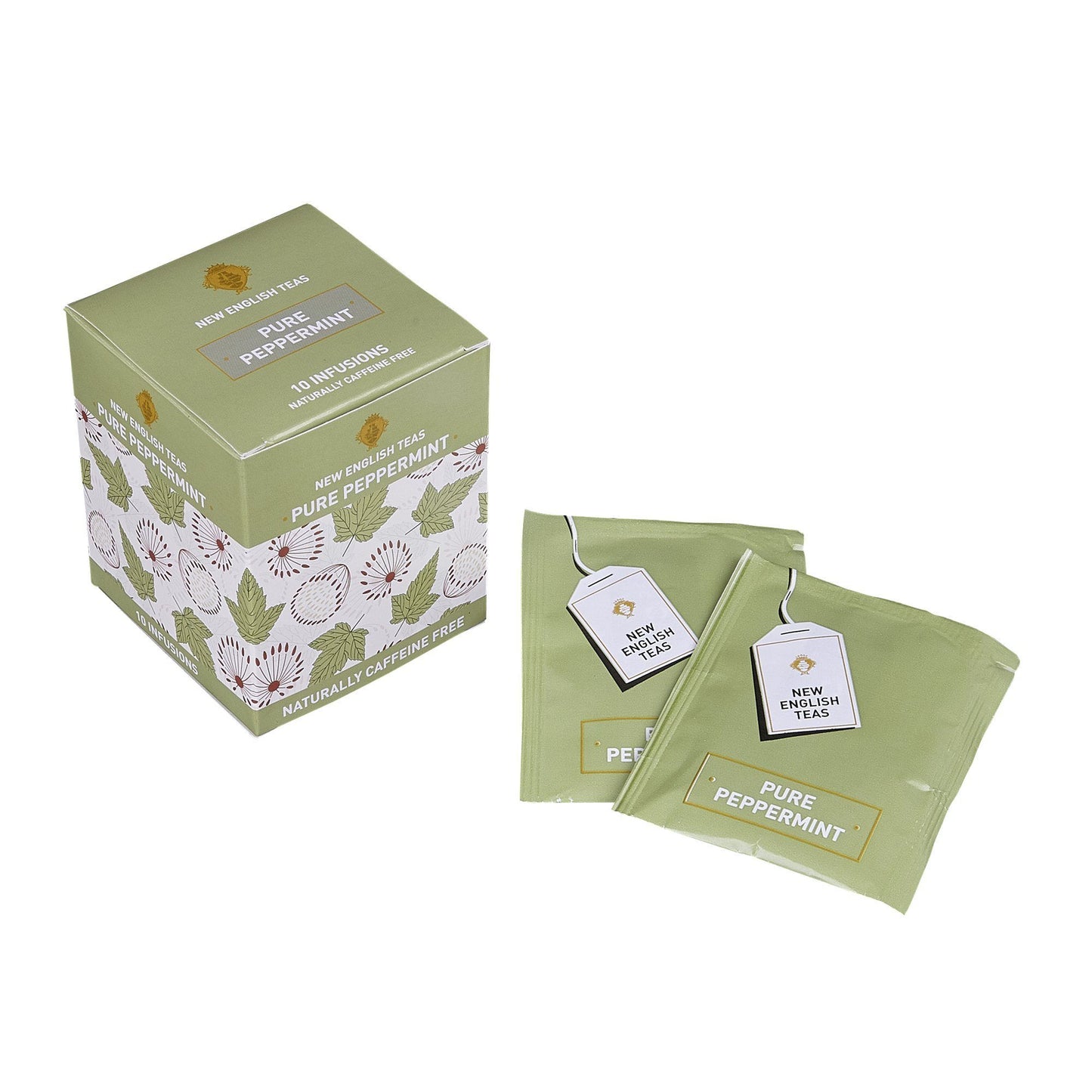 Pure Peppermint Tea 10 Individually Wrapped Teabags Herbal Tea New English Teas 
