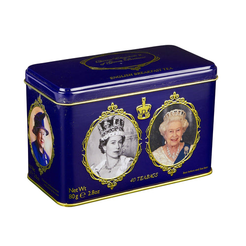 Queen Elizabeth II Tin with 40 English Breakfast teabags Black Tea New English Teas 