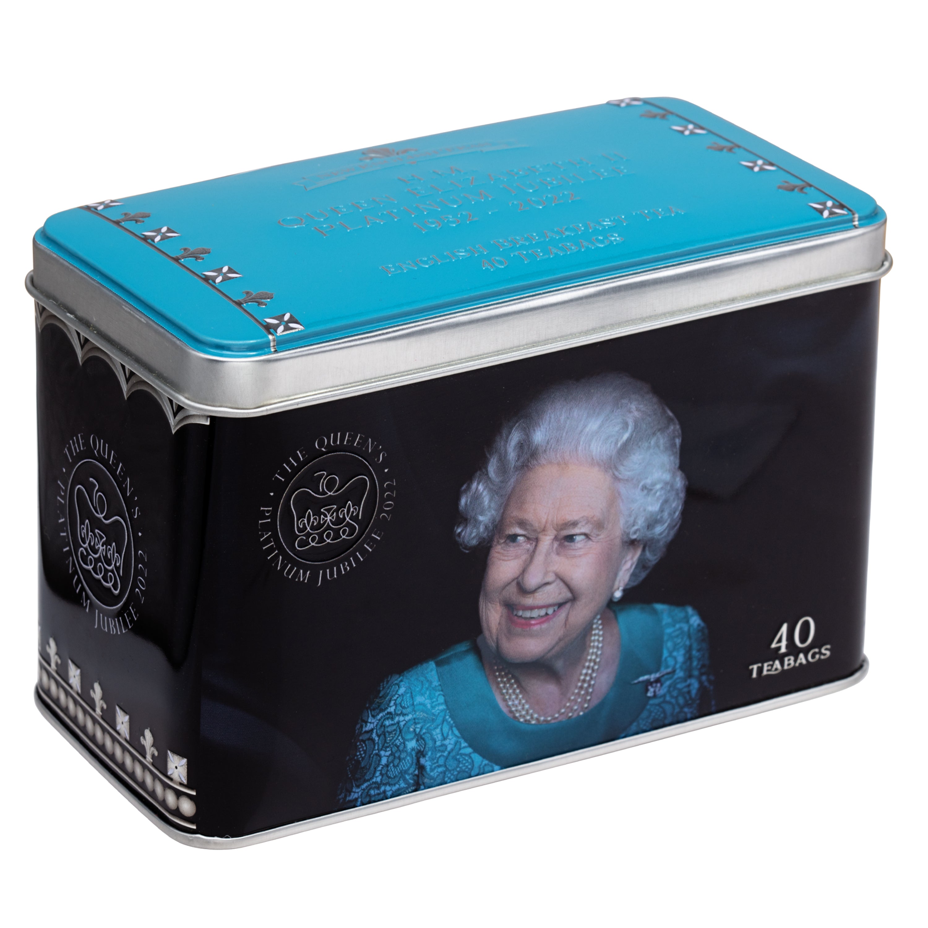 Queen Elizabeth II Platinum Jubilee 2022 Tea Tin with 40 English Breakfast Teabags Black Tea New English Teas 