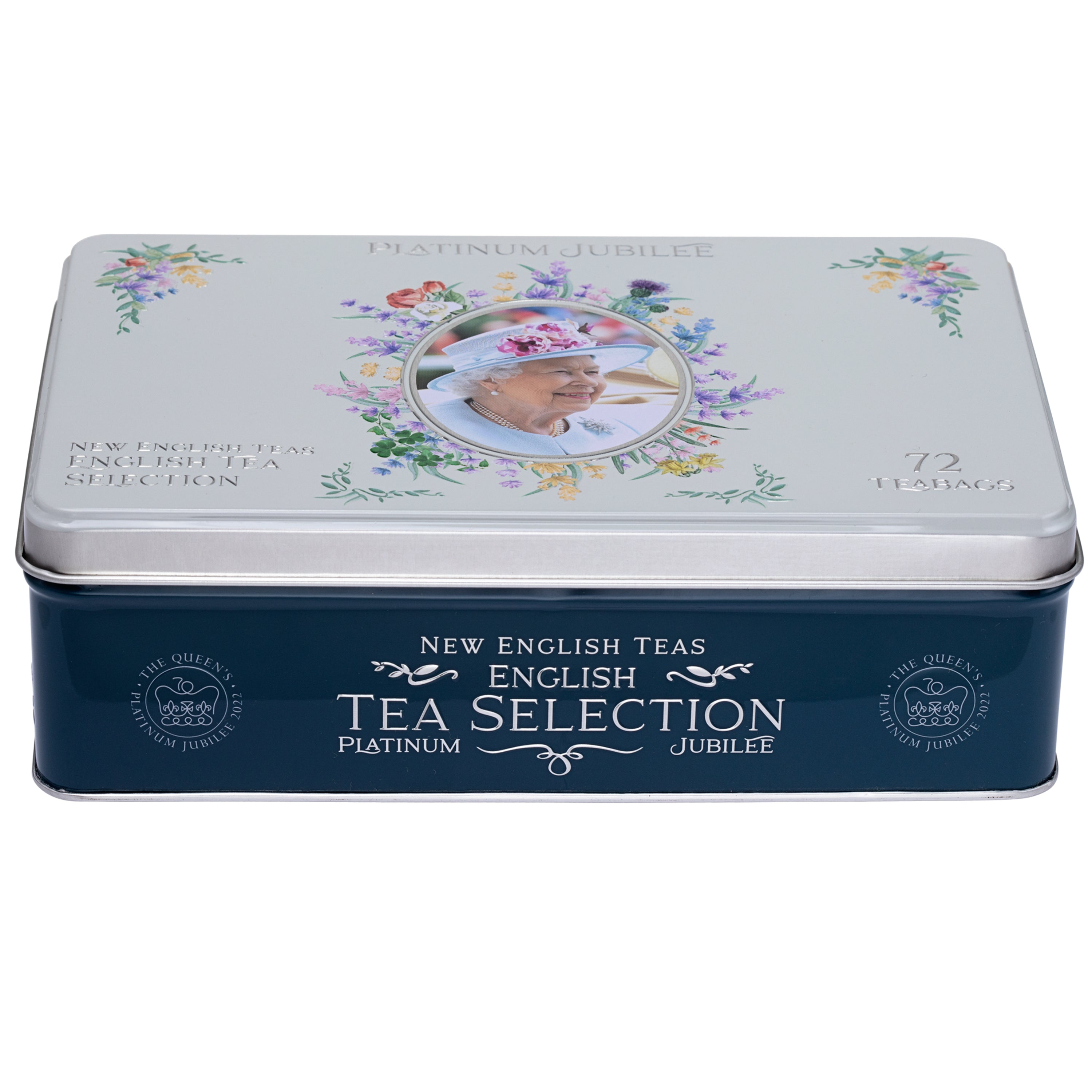 Queen Elizabeth II Platinum Jubilee Tea Tin with 72 English Teabag Selection Black Tea New English Teas 