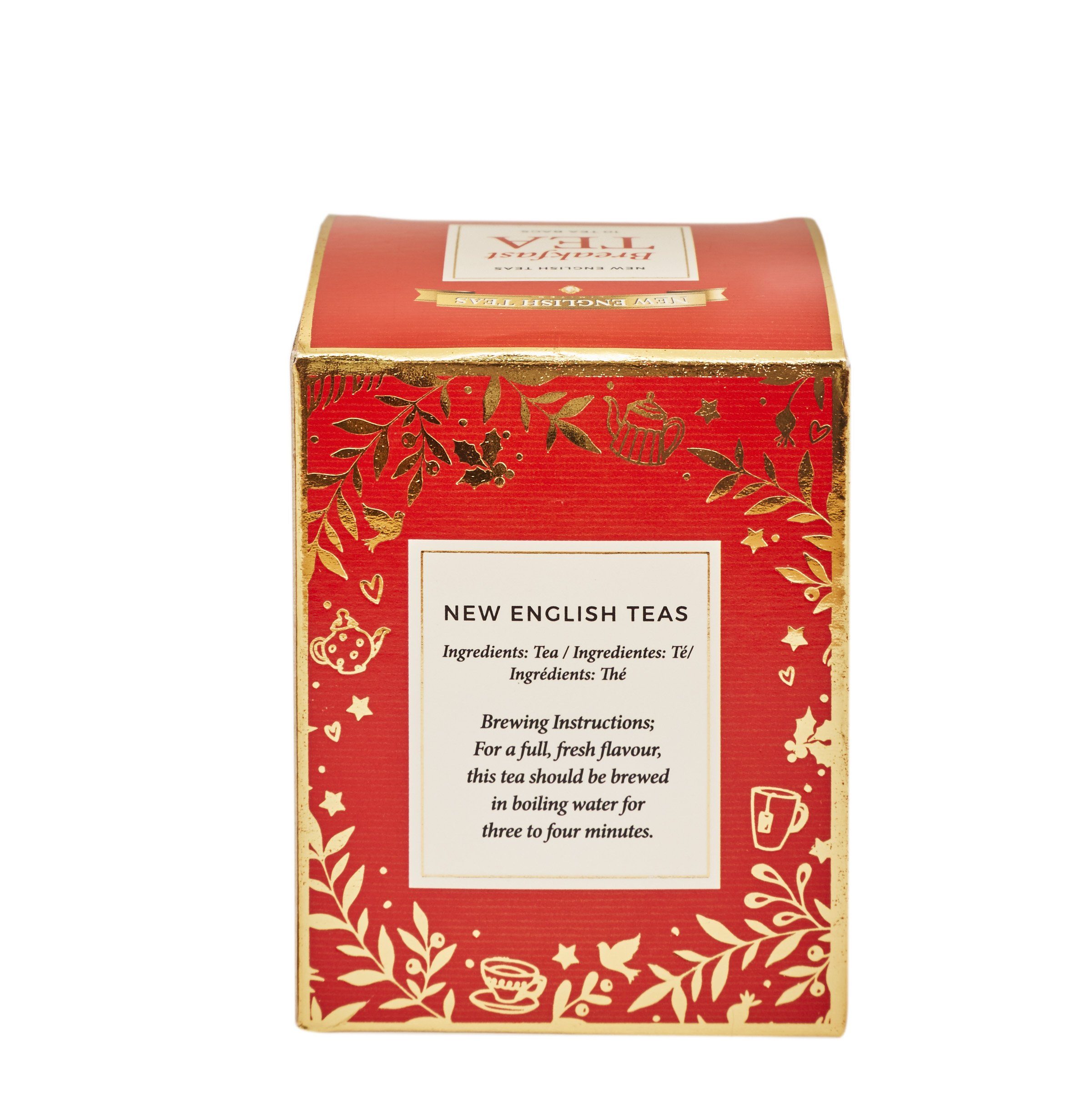 Red Christmas Teabag Box with 10 Breakfast Tea Teabags Black Tea New English Teas 