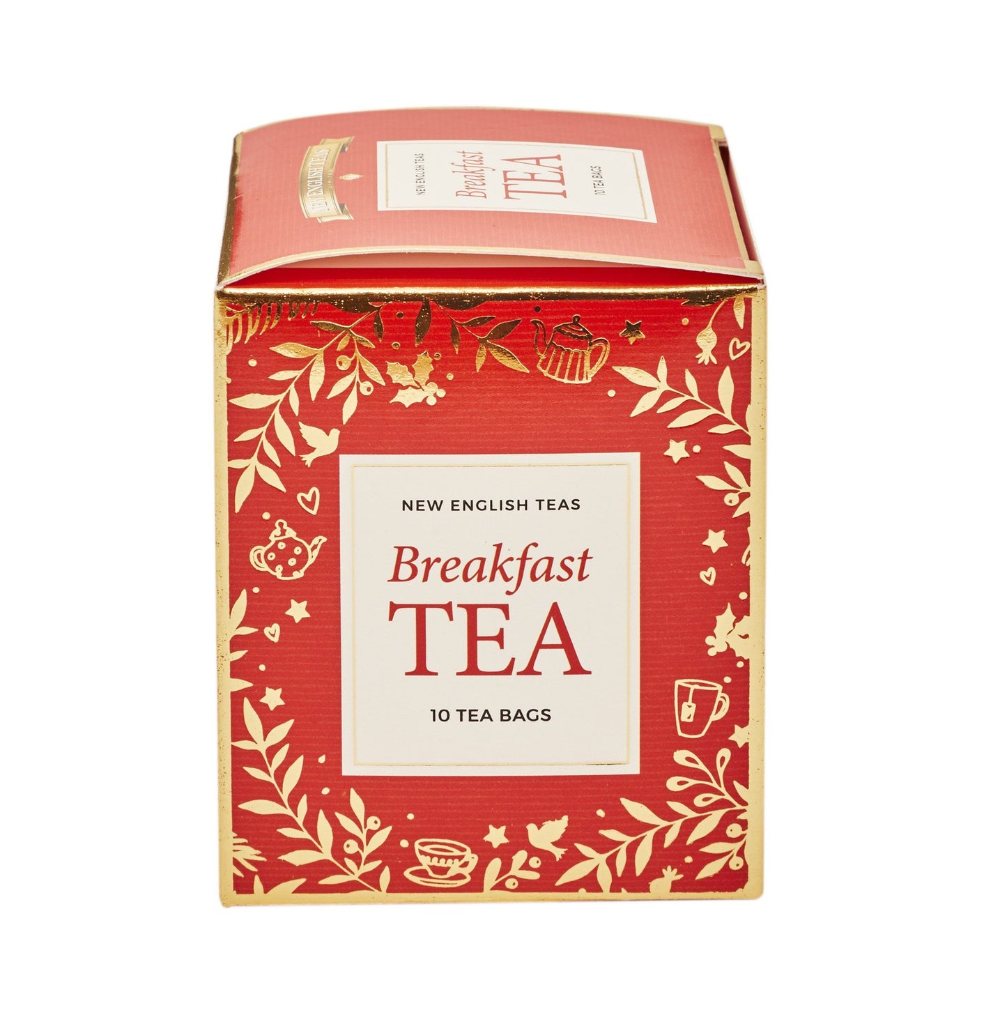Red Christmas Teabag Box with 10 Breakfast Tea Teabags Black Tea New English Teas 