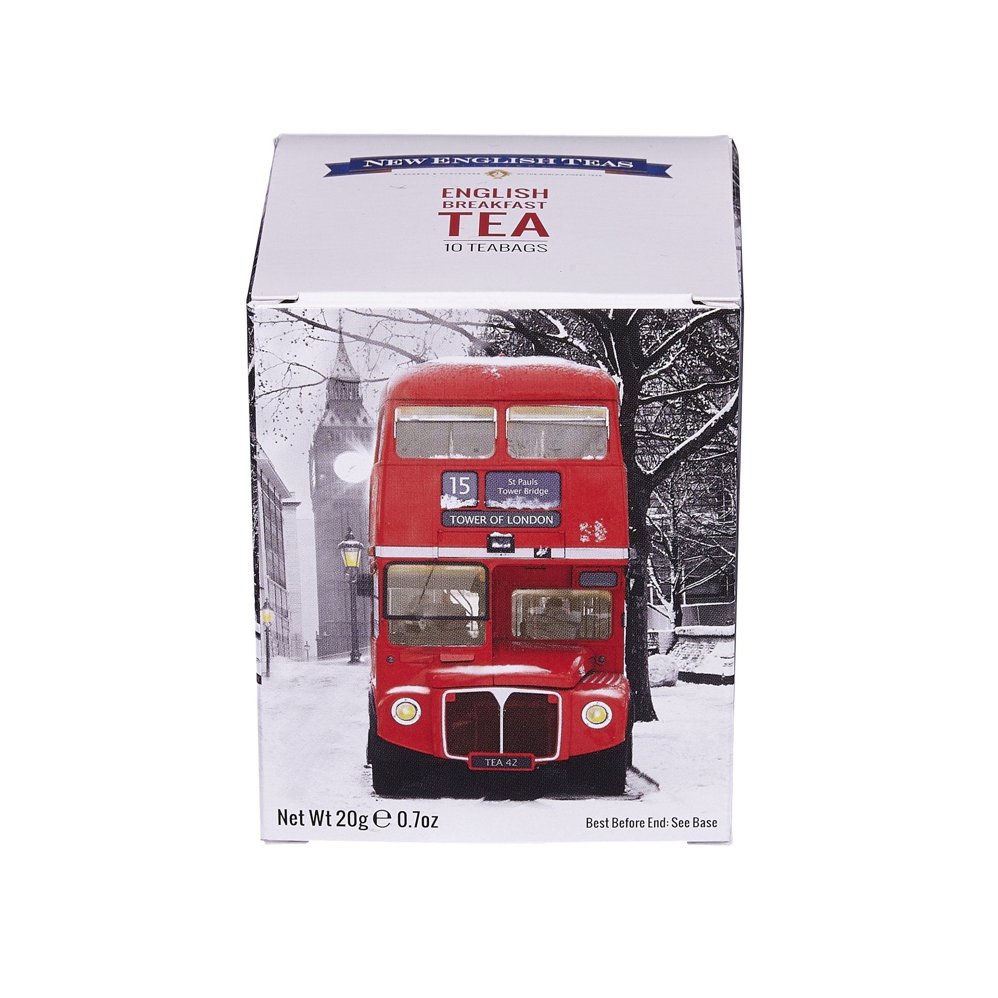 Red London Bus Snow Scene Breakfast Tea 10 Teabag Carton Black Tea New English Teas 