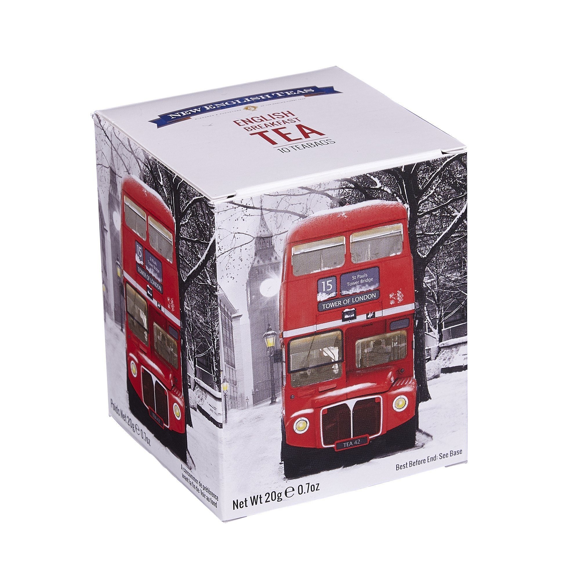 Red London Bus Snow Scene Breakfast Tea 10 Teabag Carton Black Tea New English Teas 