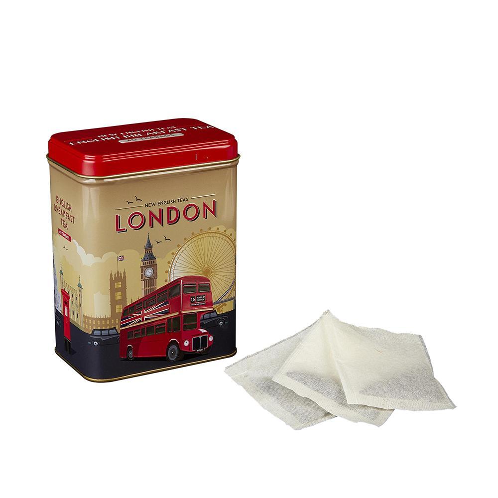 Retro London Travel English Breakfast Tea Tin 40 Teabags Black Tea New English Teas 