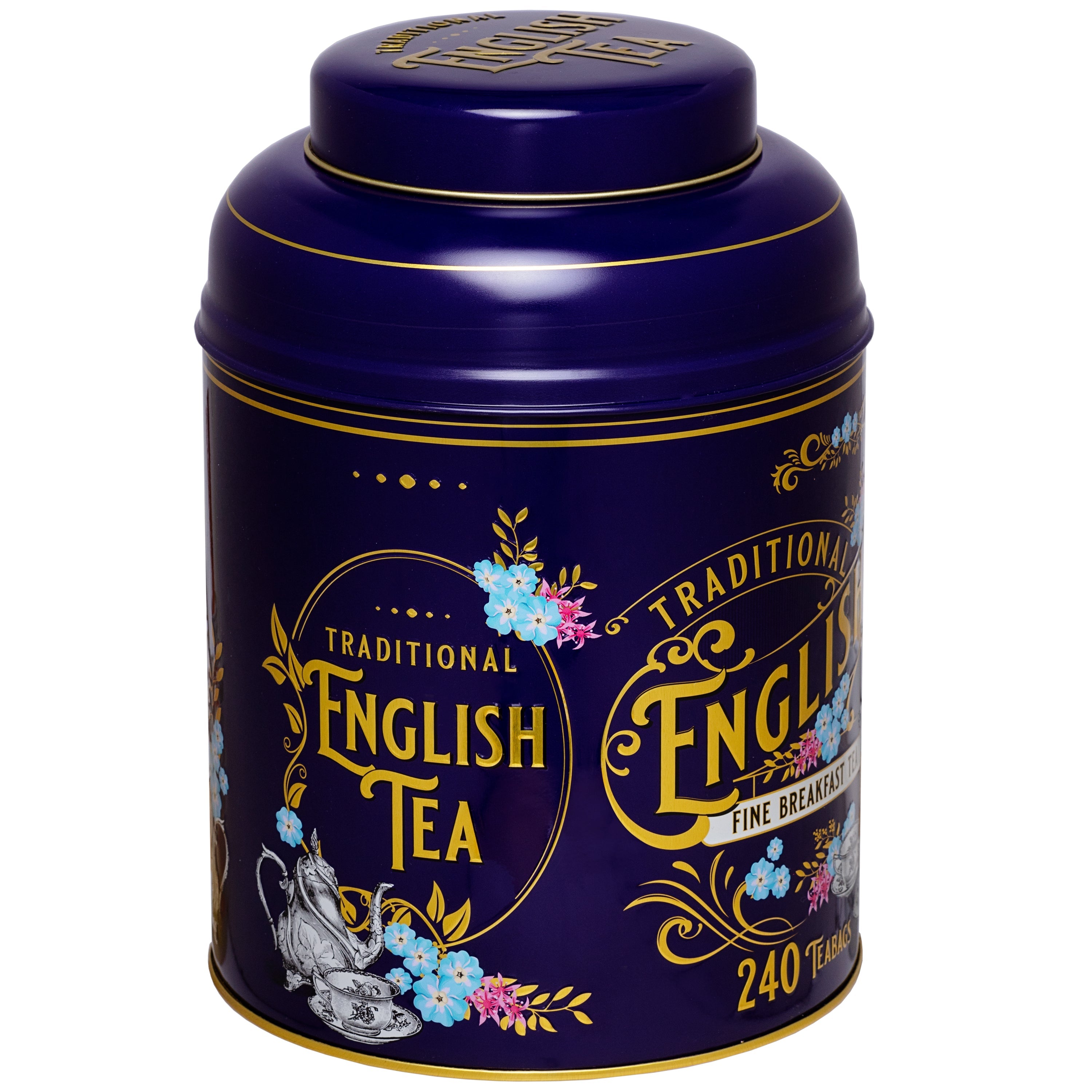 Royal Purple Vintage Victorian Tin With 240 English Breakfast Teabags Tea Tins New English Teas 
