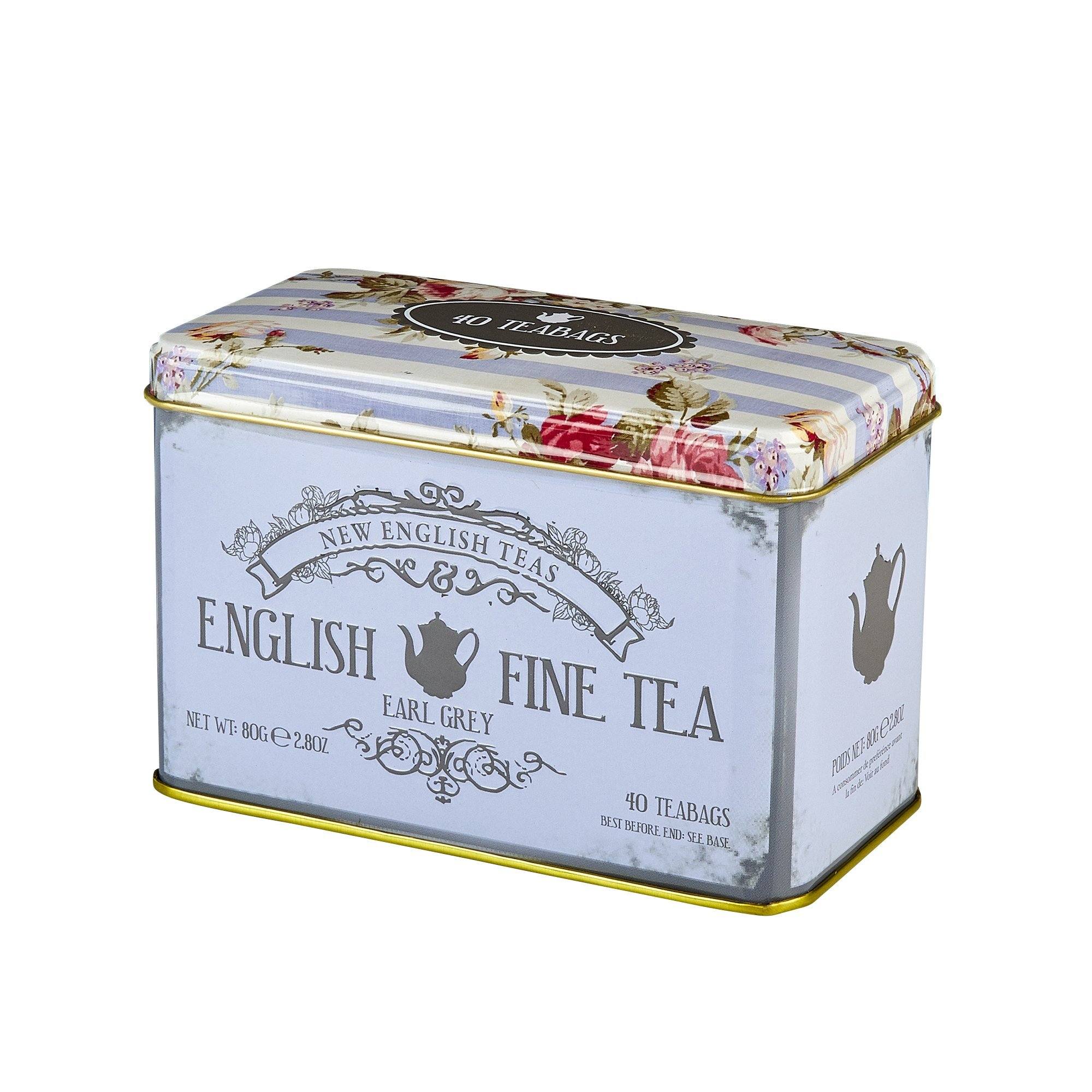 Vintage Floral Fine Earl Grey Tea Tin 40 Teabags Black Tea New English Teas 