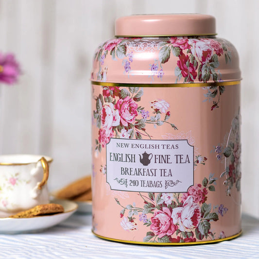 XL Vintage Tea Caddy in Floral Blush Tea Tins New English Teas 