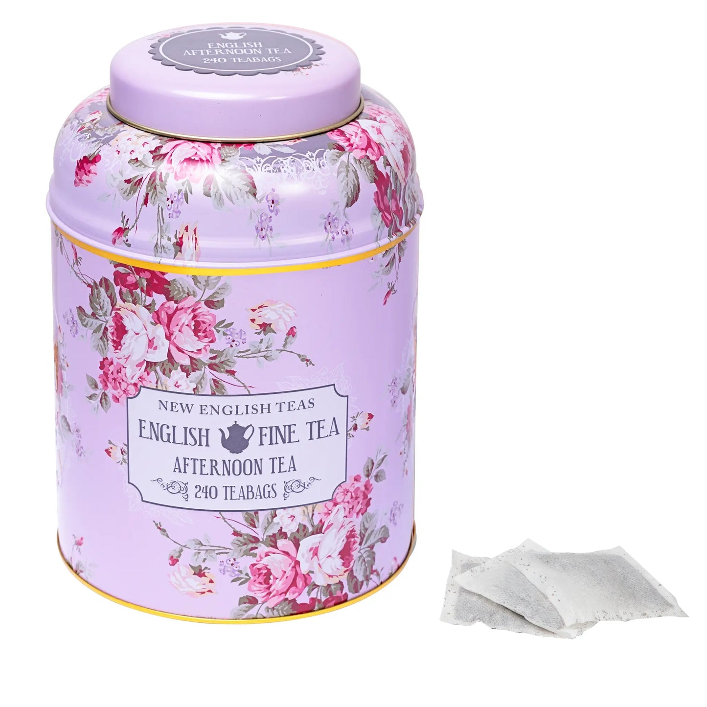 XL Vintage Tea Caddy in Floral Lavender Tea Tins New English Teas 