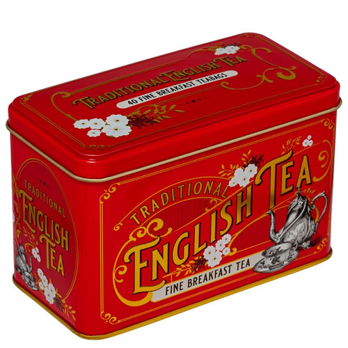 Vintage Victorian Berry-Red Tea Tin with 40 Breakfast Tea Black Tea New English Teas 