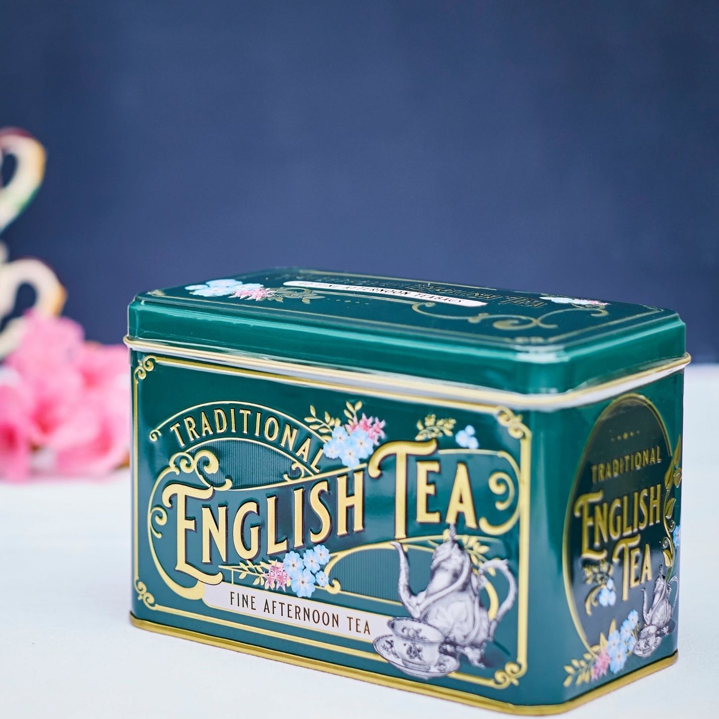 Vintage Victorian Bottle-Green Tea Tin with 40 English Afternoon Teabags Black Tea New English Teas 