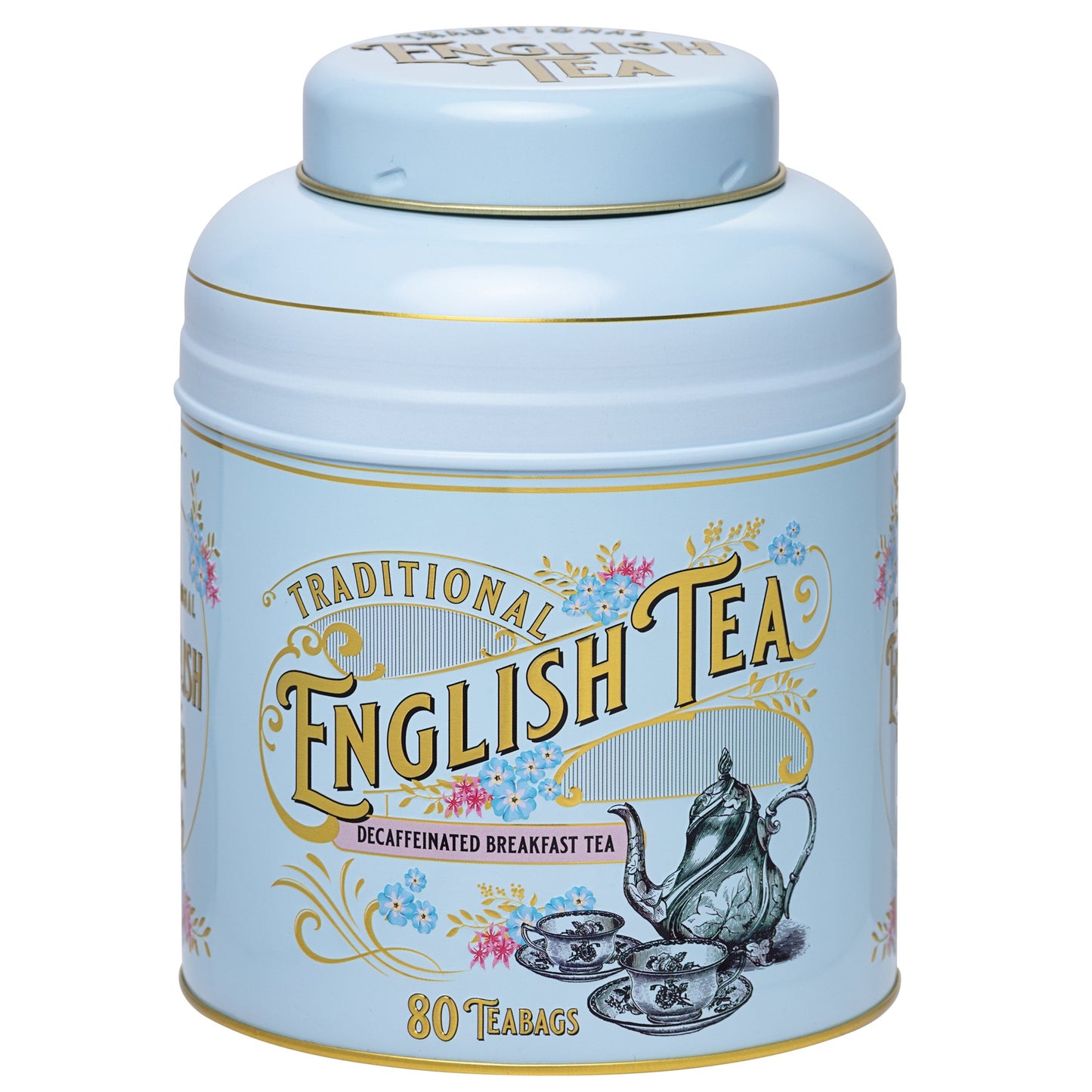 Vintage Victorian Powder-Blue Tea Caddy, with 80 decaffeinated Breakfast Teabags Decaffeinated Tea New English Teas 