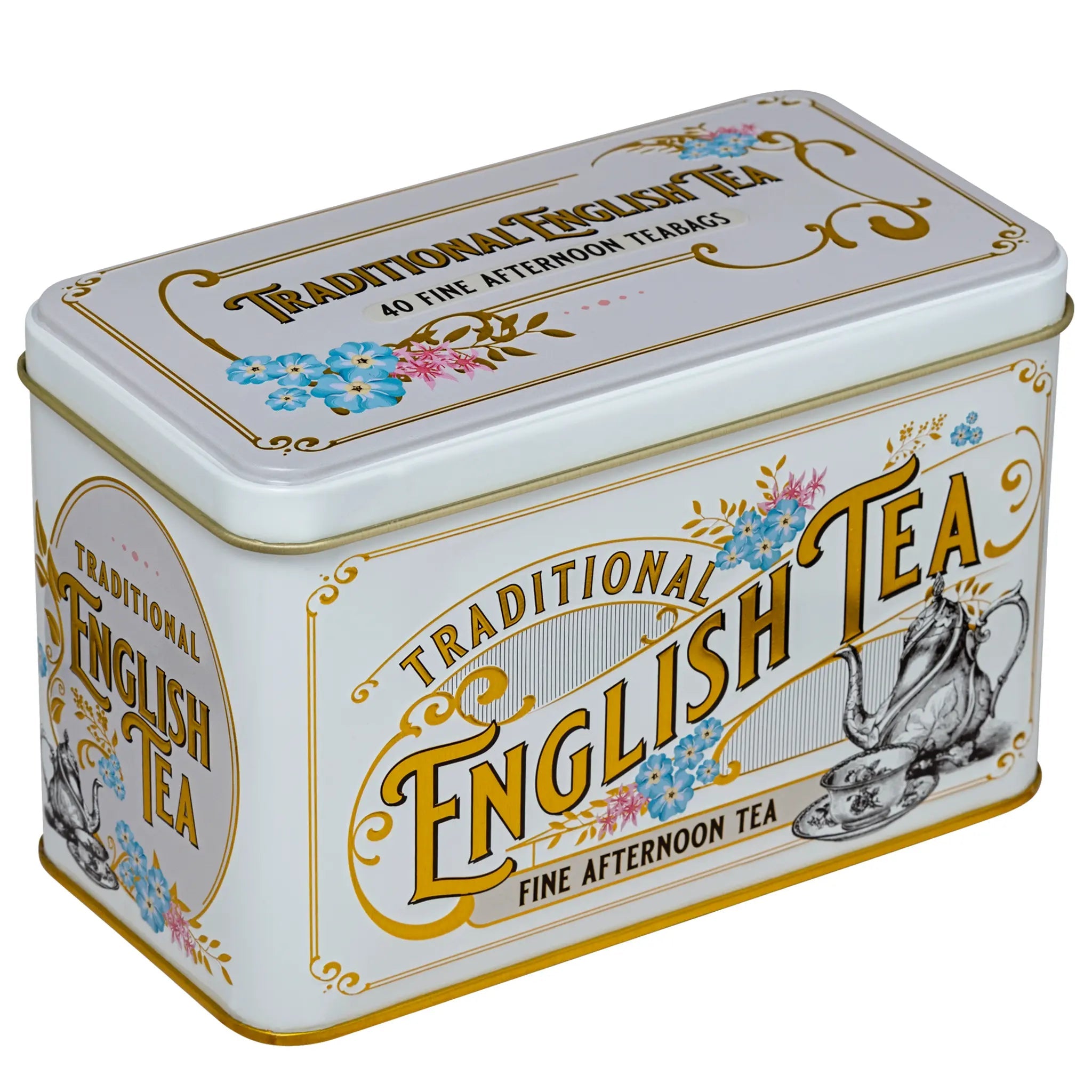 Vintage Victorian Classic Tea Tin in Ivory with 40 Teabags Tea Tins New English Teas 