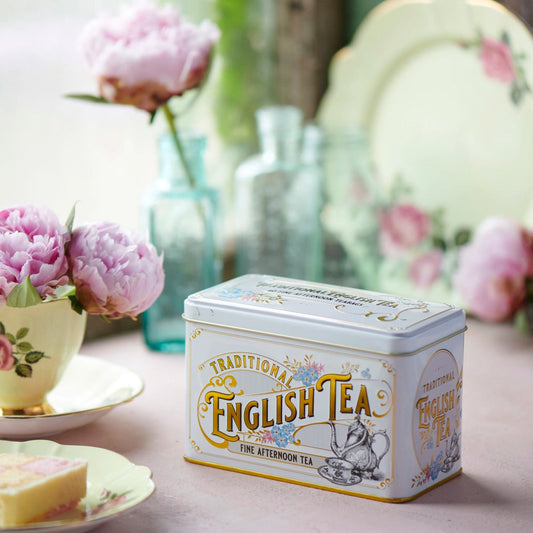Vintage Victorian Classic Tea Tin in Ivory with 40 Teabags Tea Tins New English Teas 