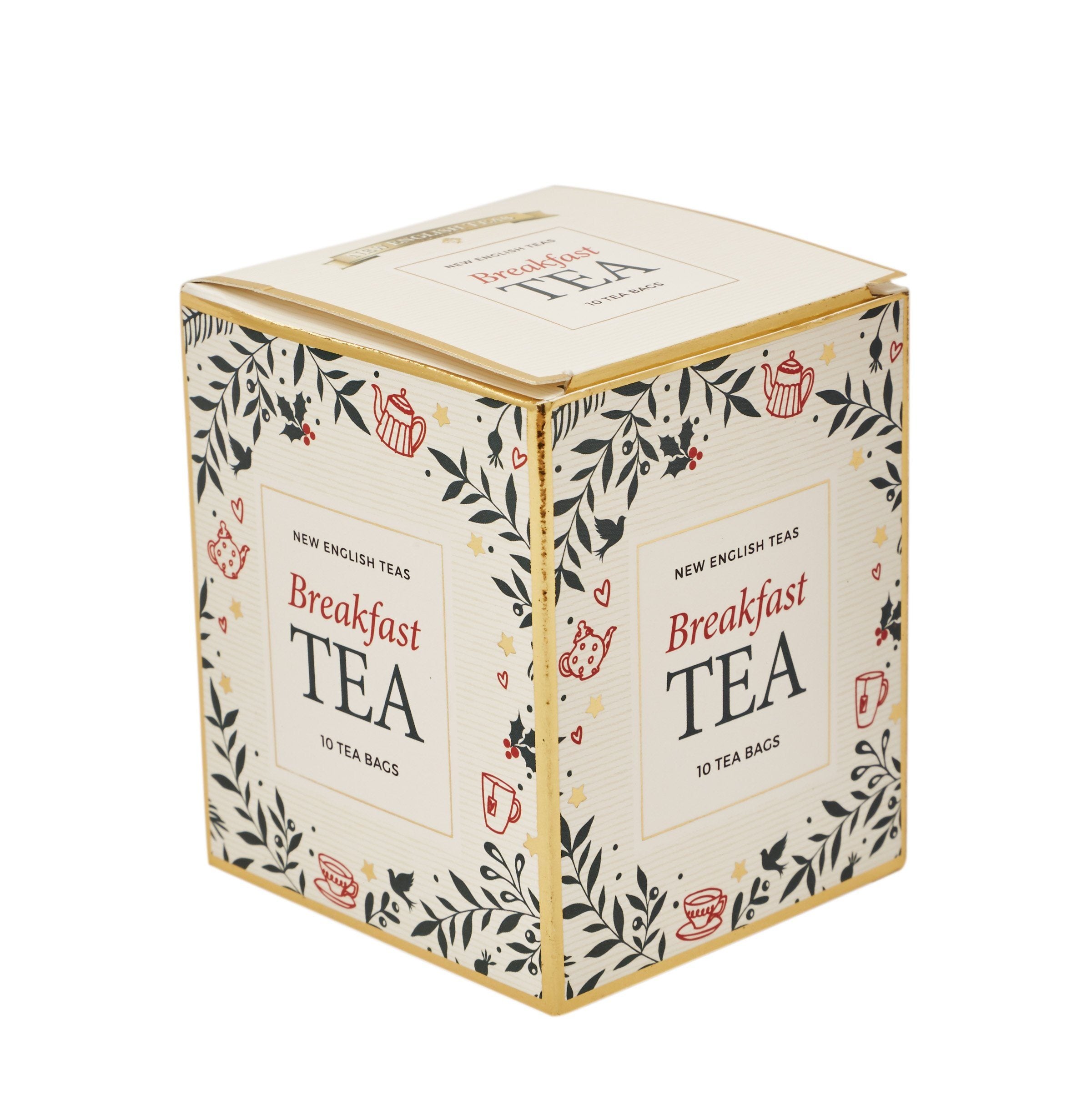 White Christmas Teabag Box with 10 Afternoon Tea Teabags Black Tea New English Teas 