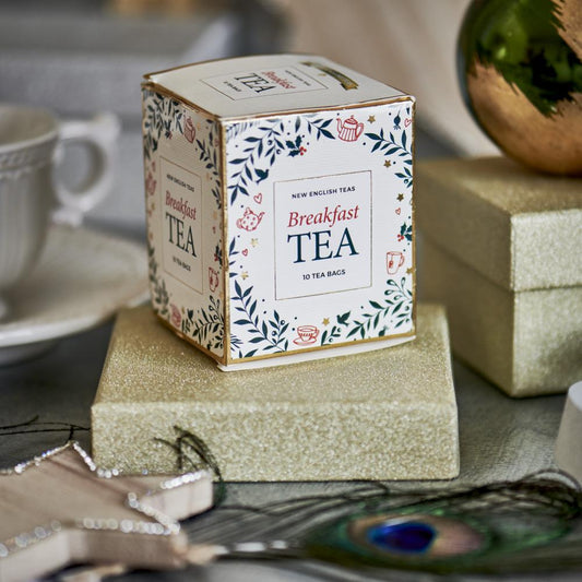 White Christmas Teabag Box with 10 Afternoon Tea Teabags Black Tea New English Teas 